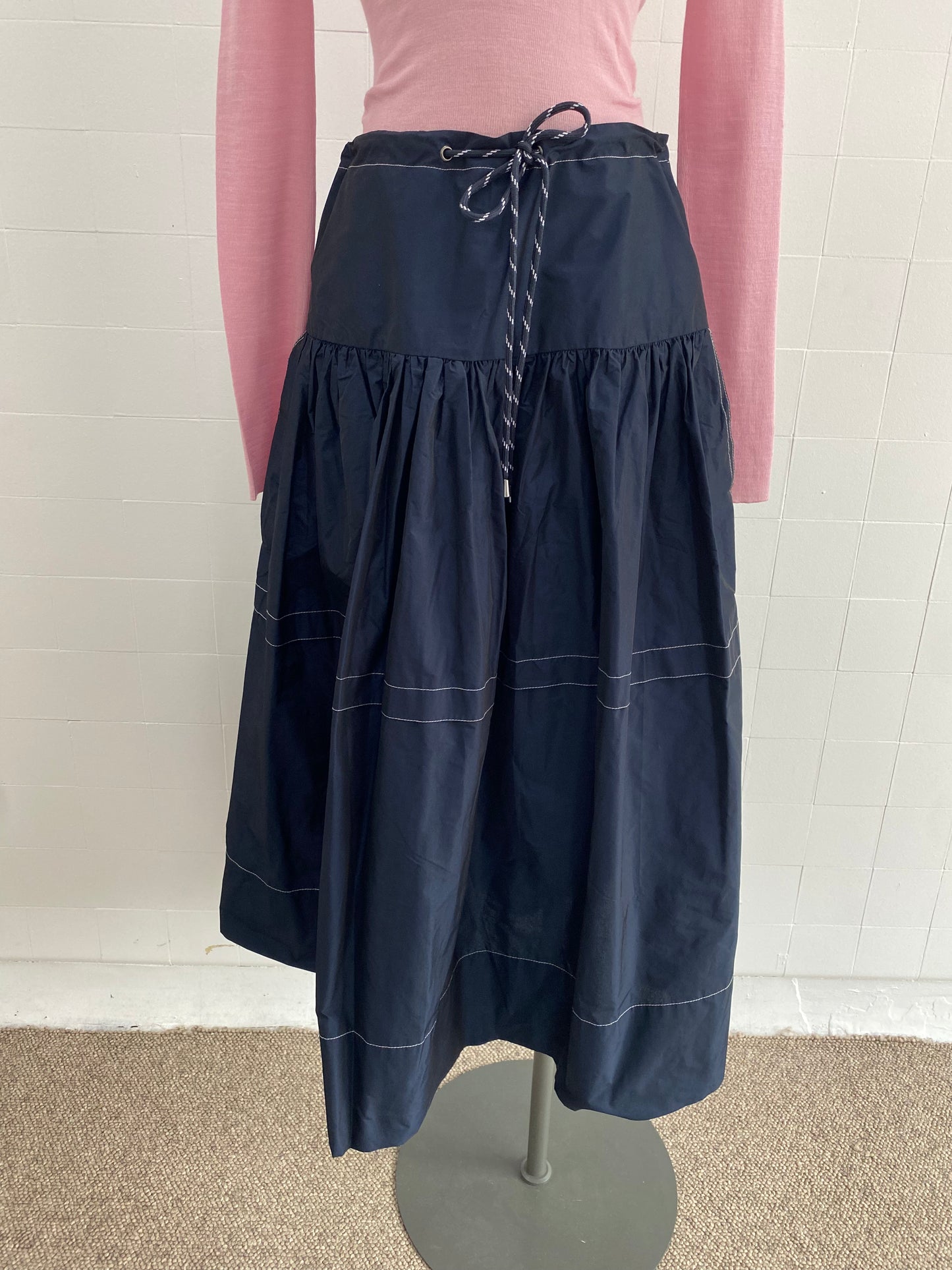 SECOND FEMALE CALYPSO NAVY MIDI SKIRT - SIZE M