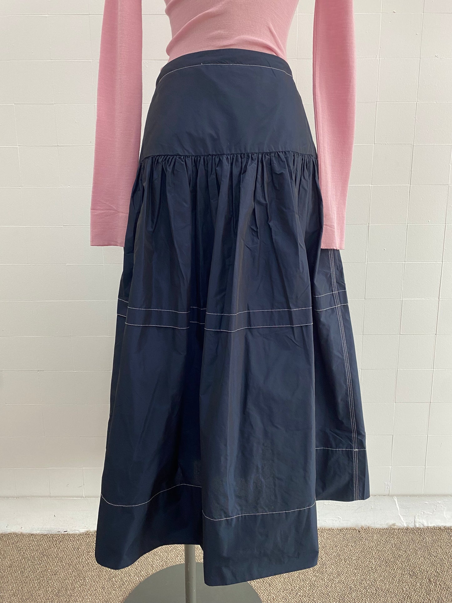 SECOND FEMALE CALYPSO NAVY MIDI SKIRT - SIZE M