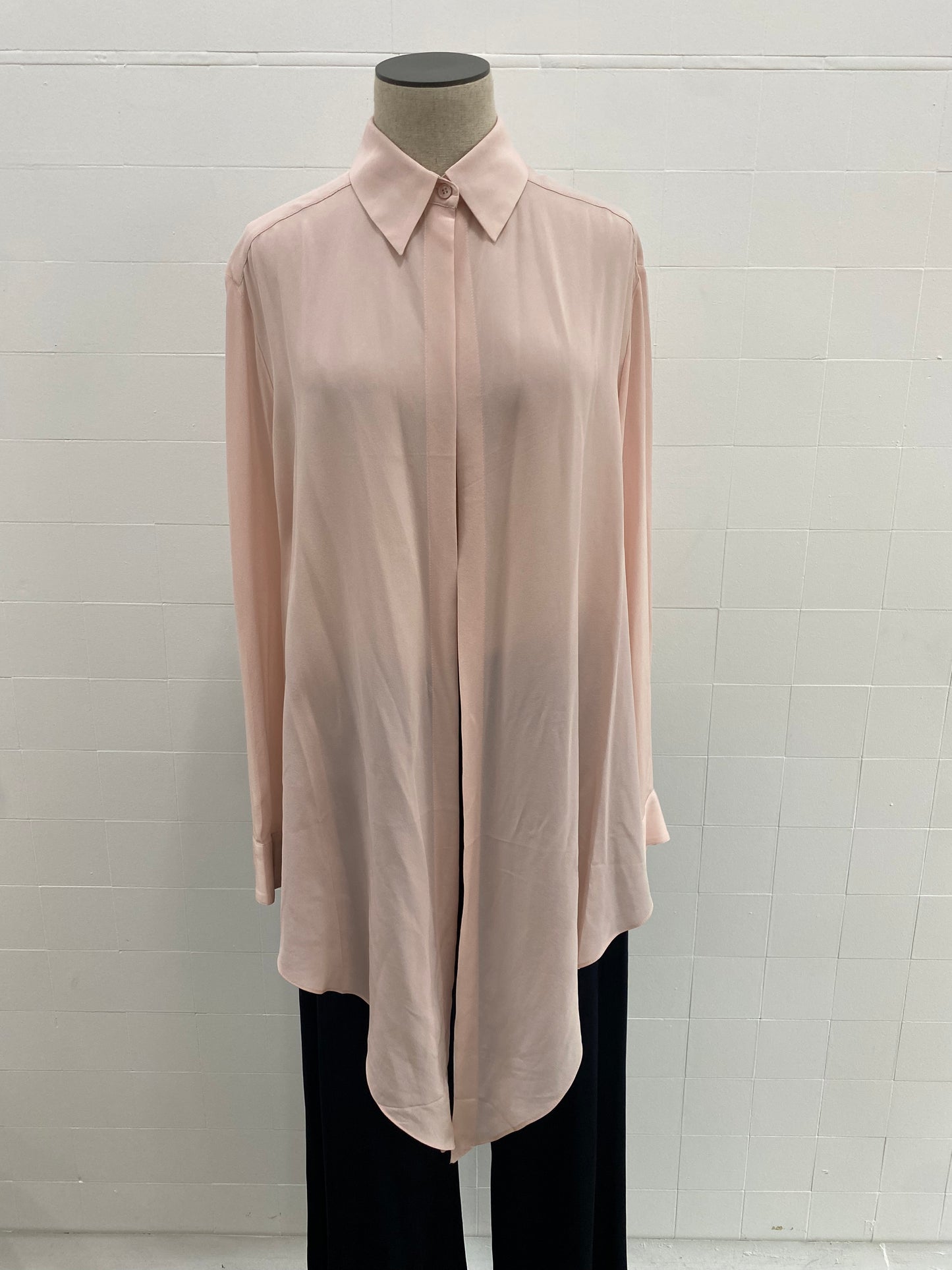 SCANLAN THEODORE PALE PINK SILK WRAP SHIRT - SIZE 8