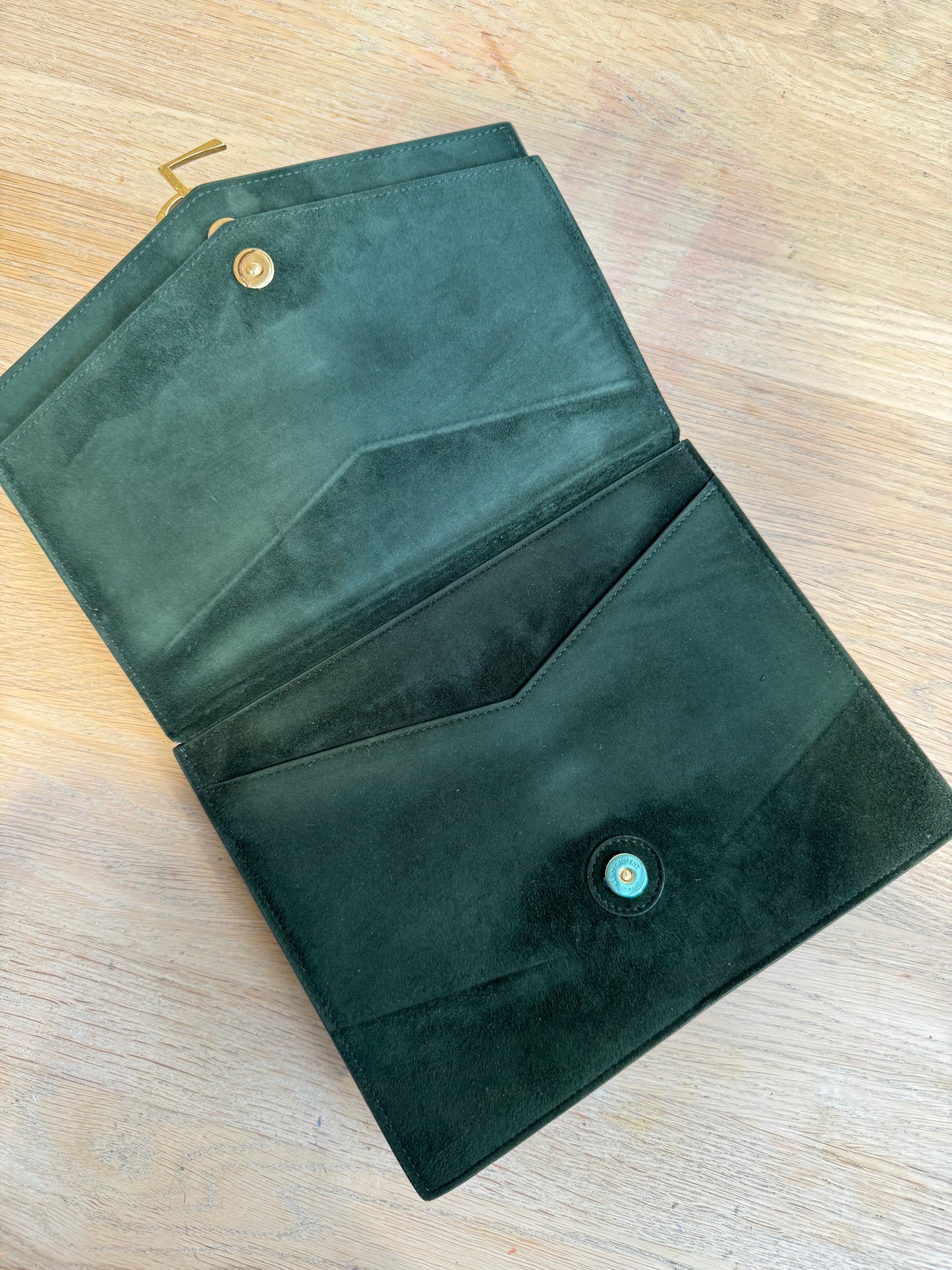 YVES SAINT LAURENT GREEN SUEDE SULPICE BAG