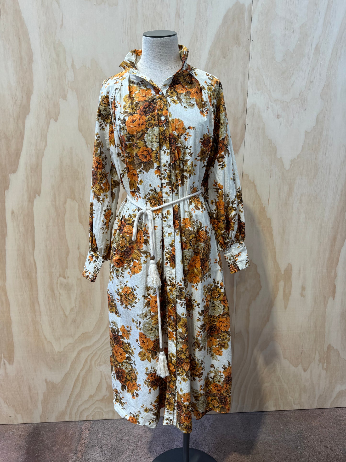 ALEMAIS DERBY MIDI COTTON SHIRT DRESS - SIZE 8