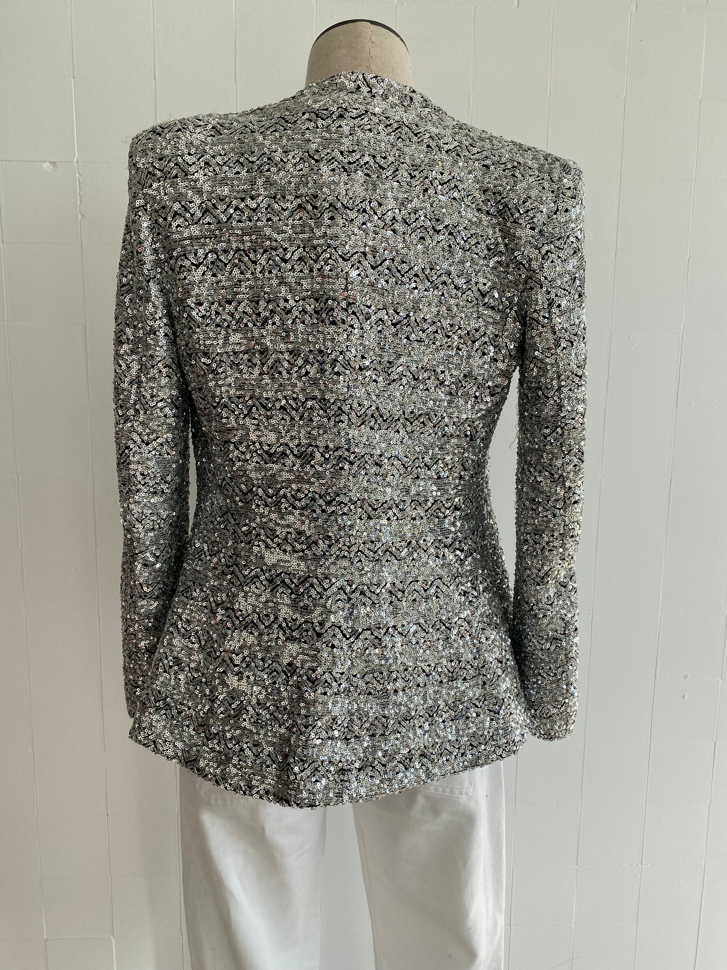 ZARA SILVER SEQUIN JACKET - SIZE M