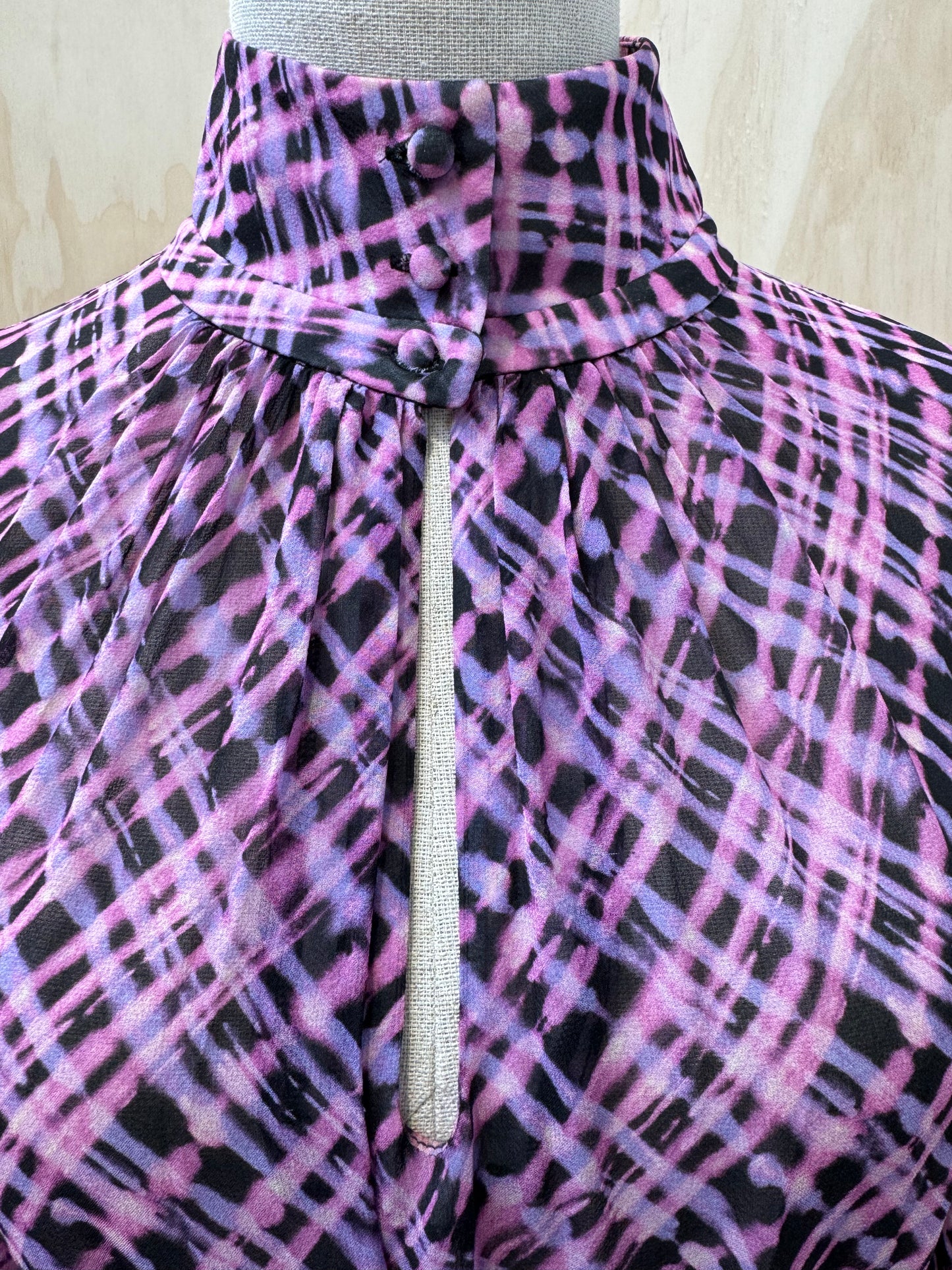 HUSK FRANCIS PURPLE CHECK DRESS - SIZE 10