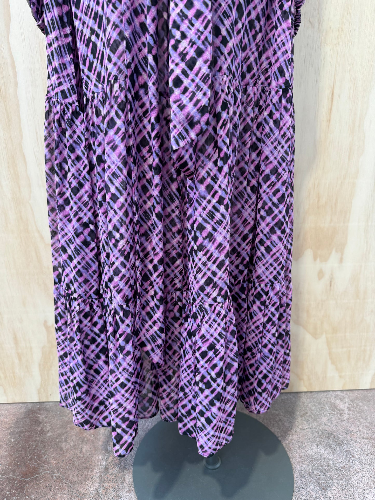 HUSK FRANCIS PURPLE CHECK DRESS - SIZE 10