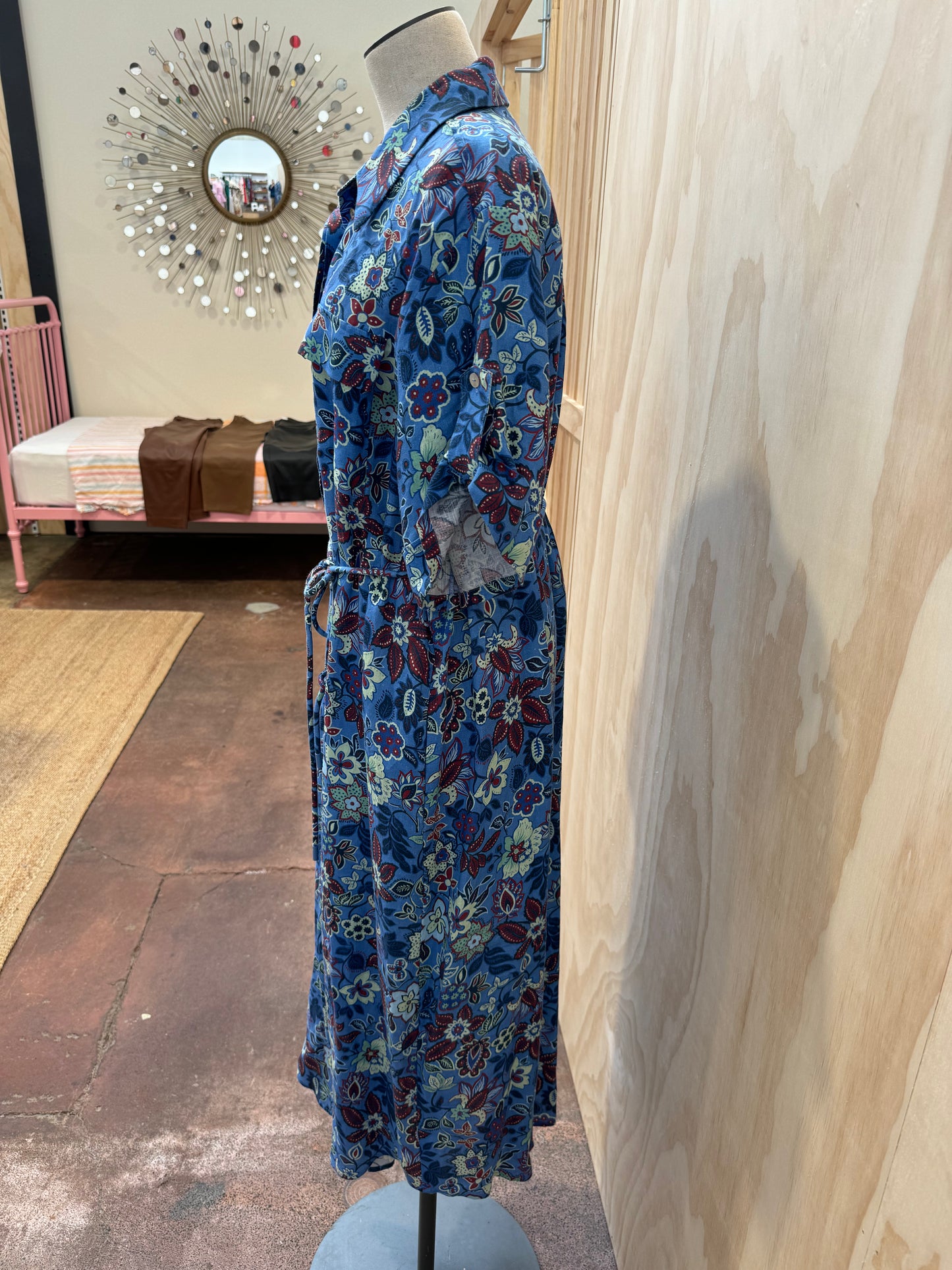 ALEMAIS ISABELLA BLUE FLORAL SHIRTDRESS - SIZE 12