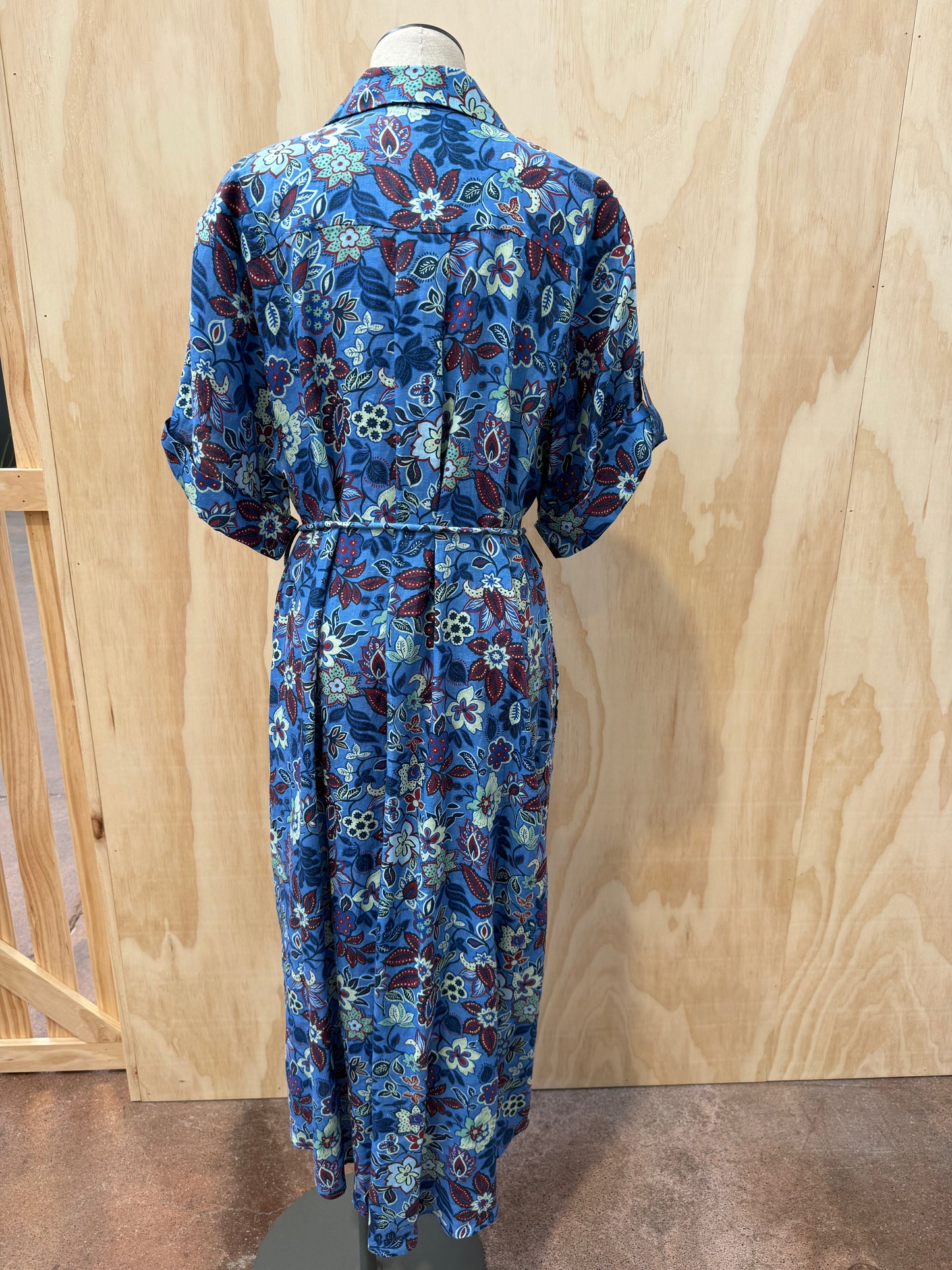 ALEMAIS ISABELLA BLUE FLORAL SHIRTDRESS - SIZE 12