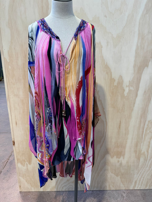 CAMILLA 'FOLK RIVER' LONG SHEER OVERLAY DRESS - SIZE S/M