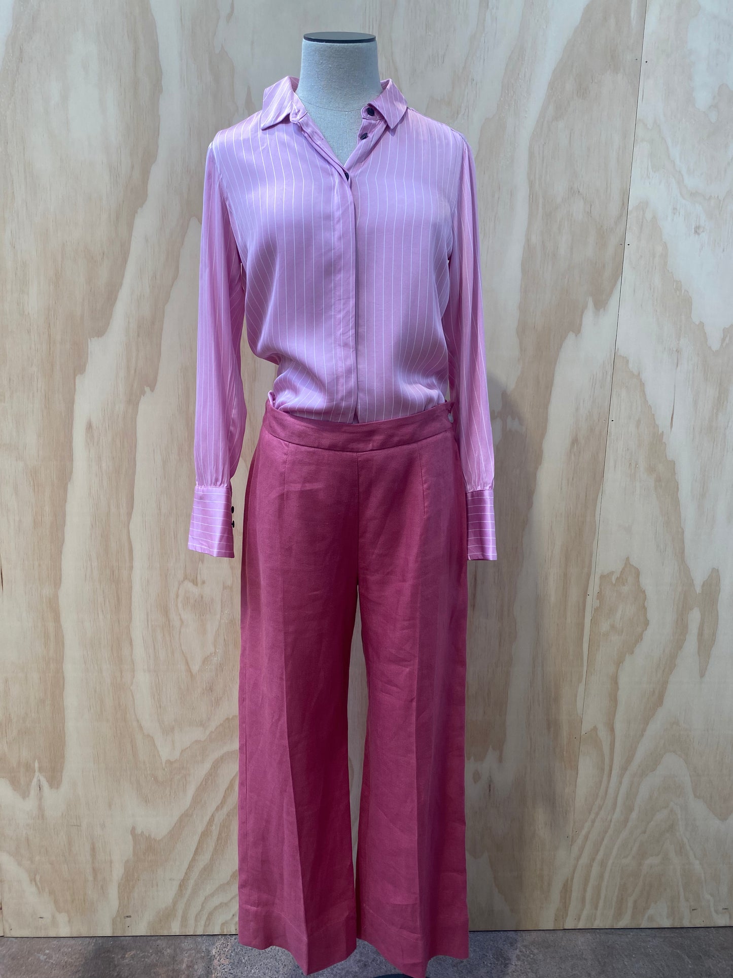 CABLE FLAT FRONT LINEN TROUSERS - SIZE S