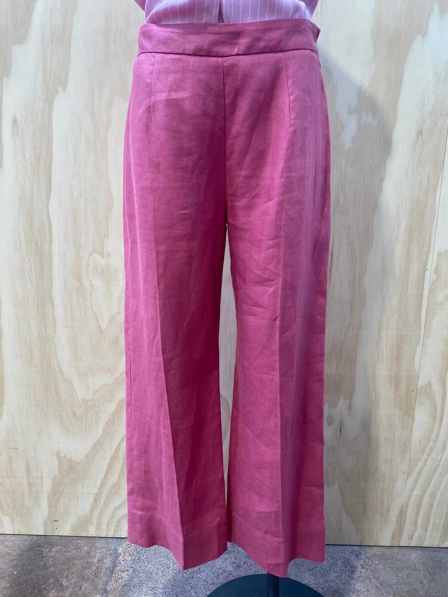 CABLE FLAT FRONT LINEN TROUSERS - SIZE S