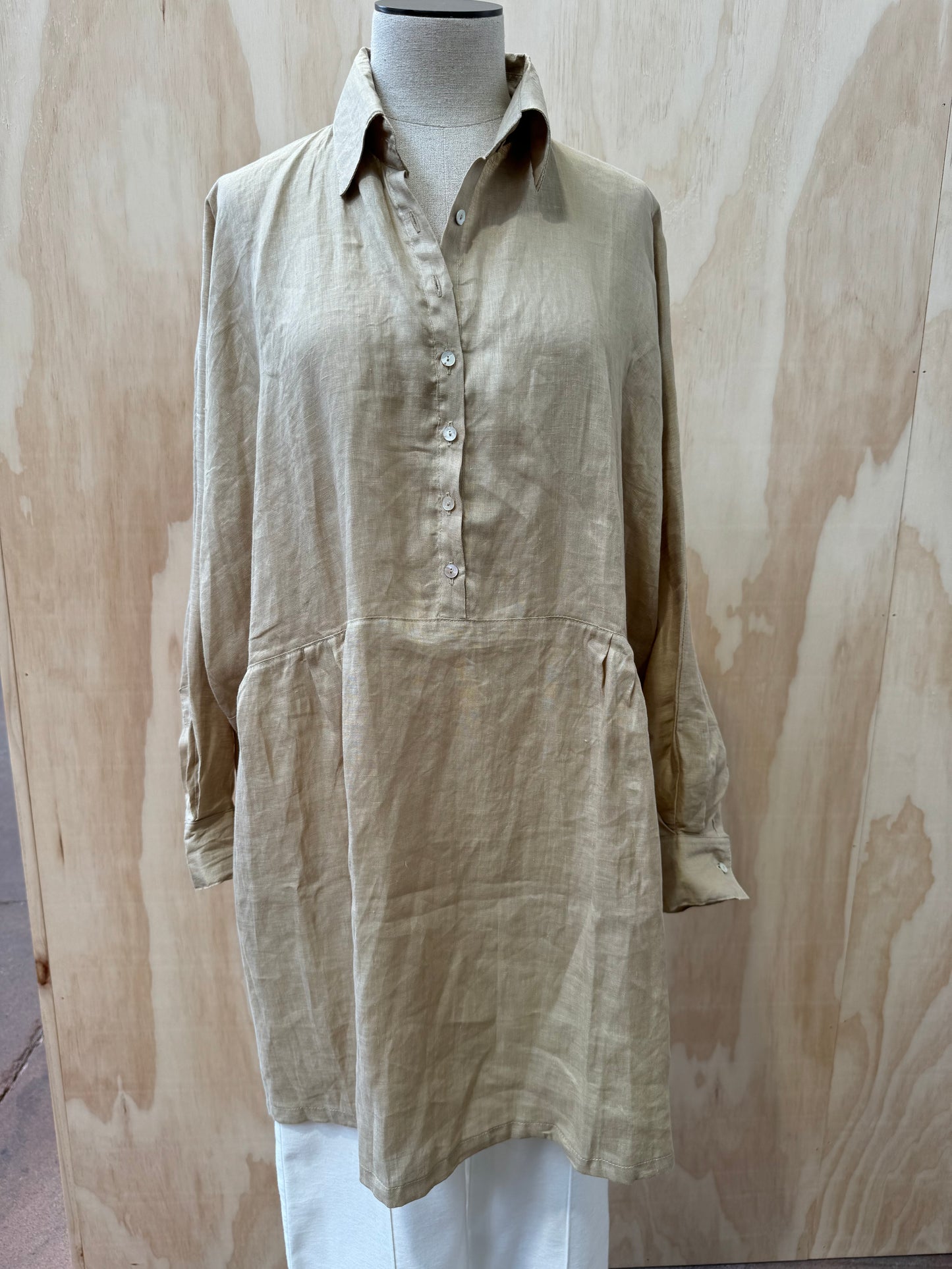 UNIKSPACE BYRON OVERSIZED LINEN SHIRT DRESS - SIZE OS