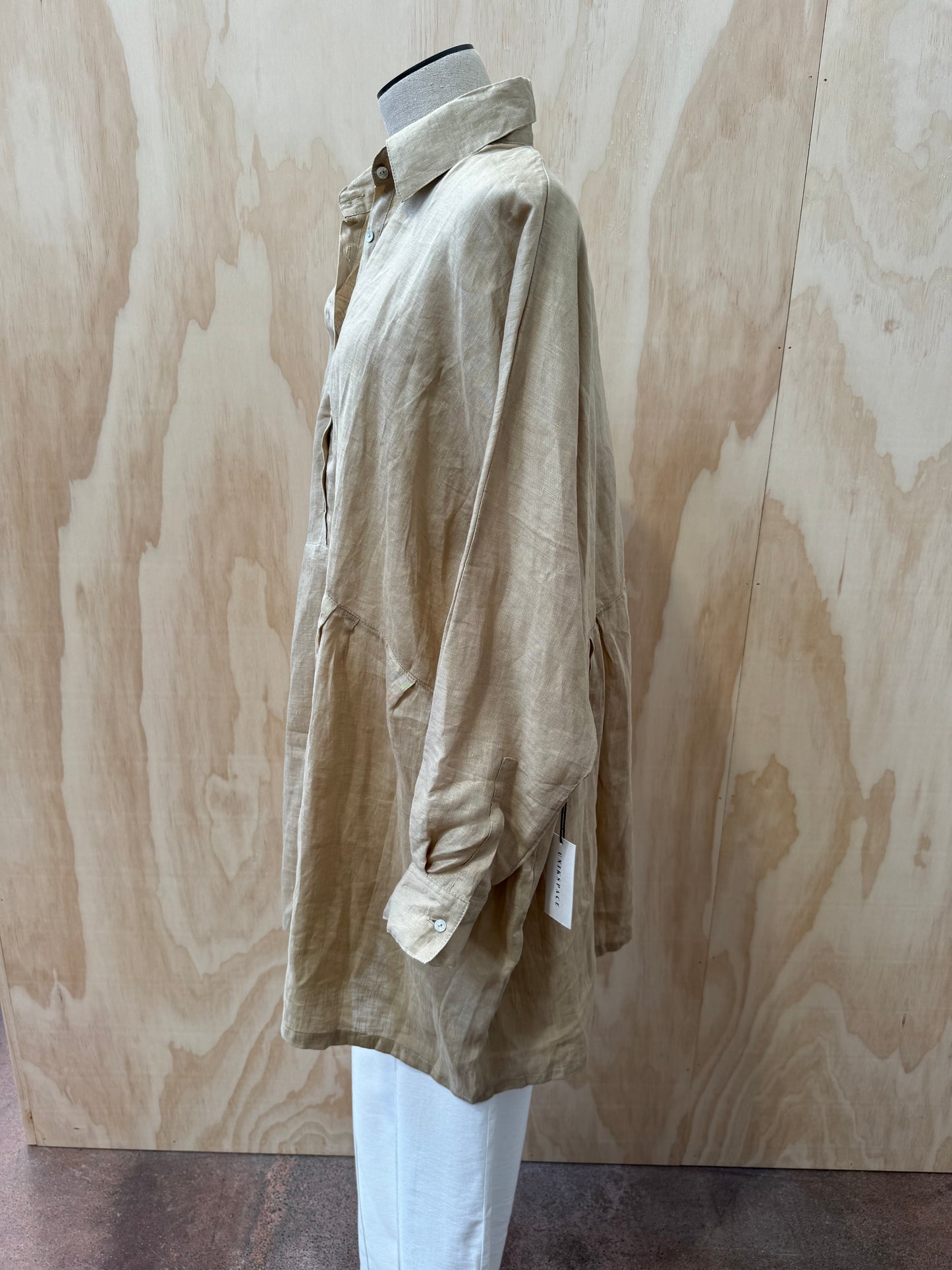 UNIKSPACE BYRON OVERSIZED LINEN SHIRT DRESS - SIZE OS