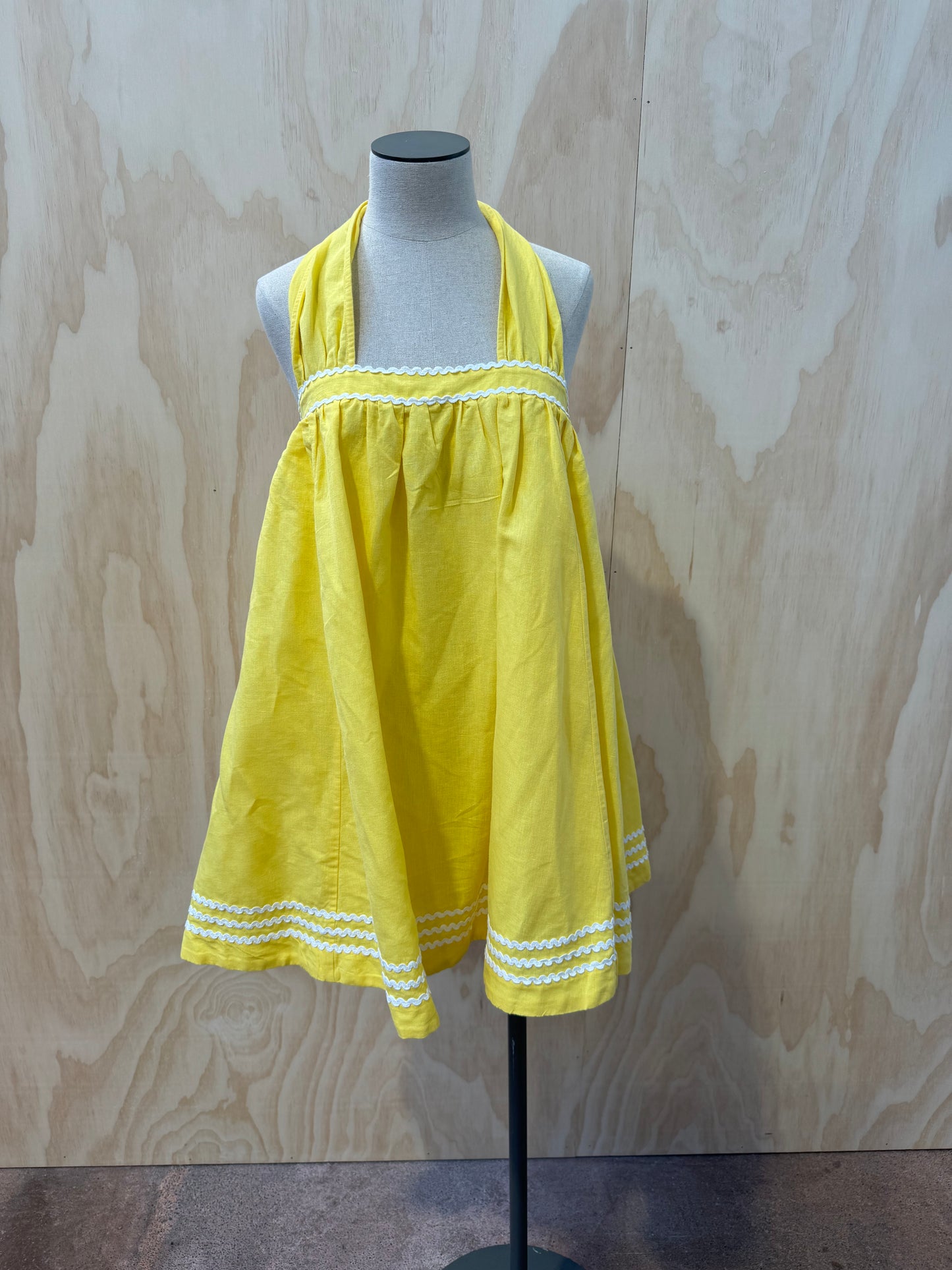 STEELE HALTER NECK YELLOW MINI DRESS - SIZE M