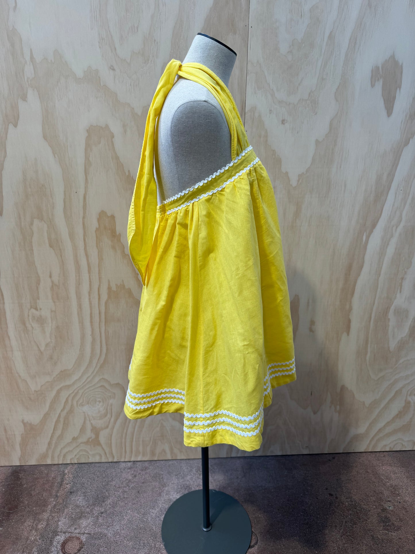 STEELE HALTER NECK YELLOW MINI DRESS - SIZE M