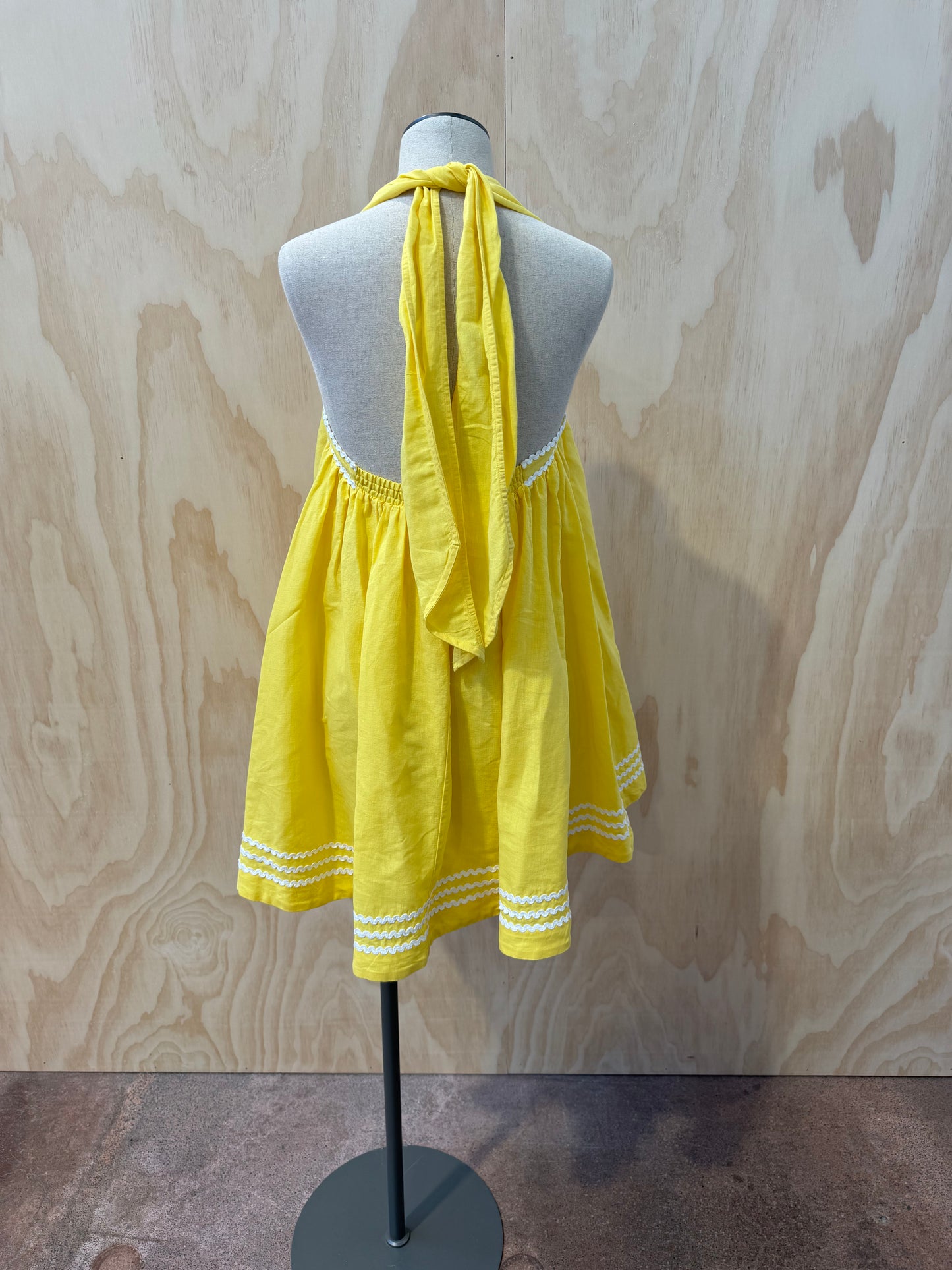 STEELE HALTER NECK YELLOW MINI DRESS - SIZE M