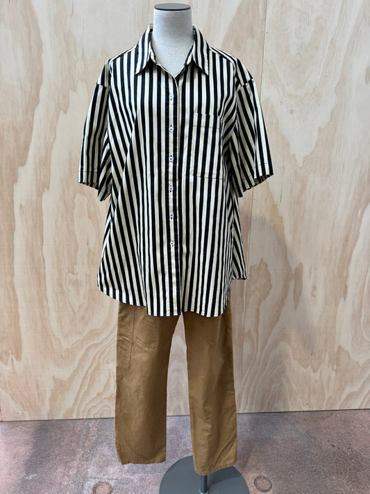 BLANCA BLACK & CREAM STRIPE SHIRT - SIZE 0S