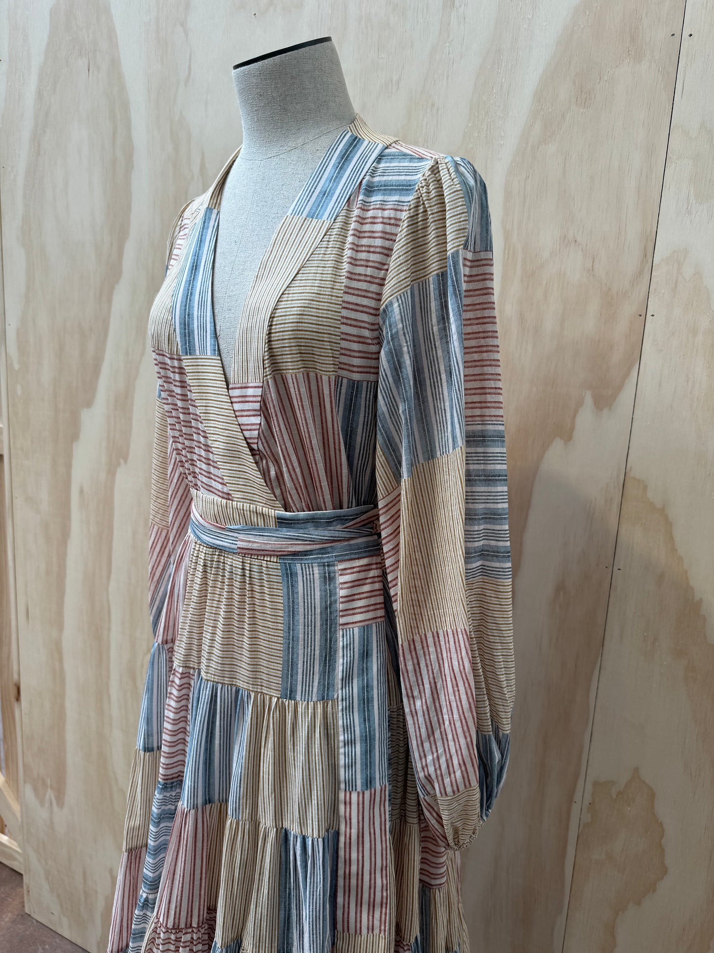 ZIMMERMANN ANDIE STRIPED COTTON MIDI WRAP DRESS - SIZE 2