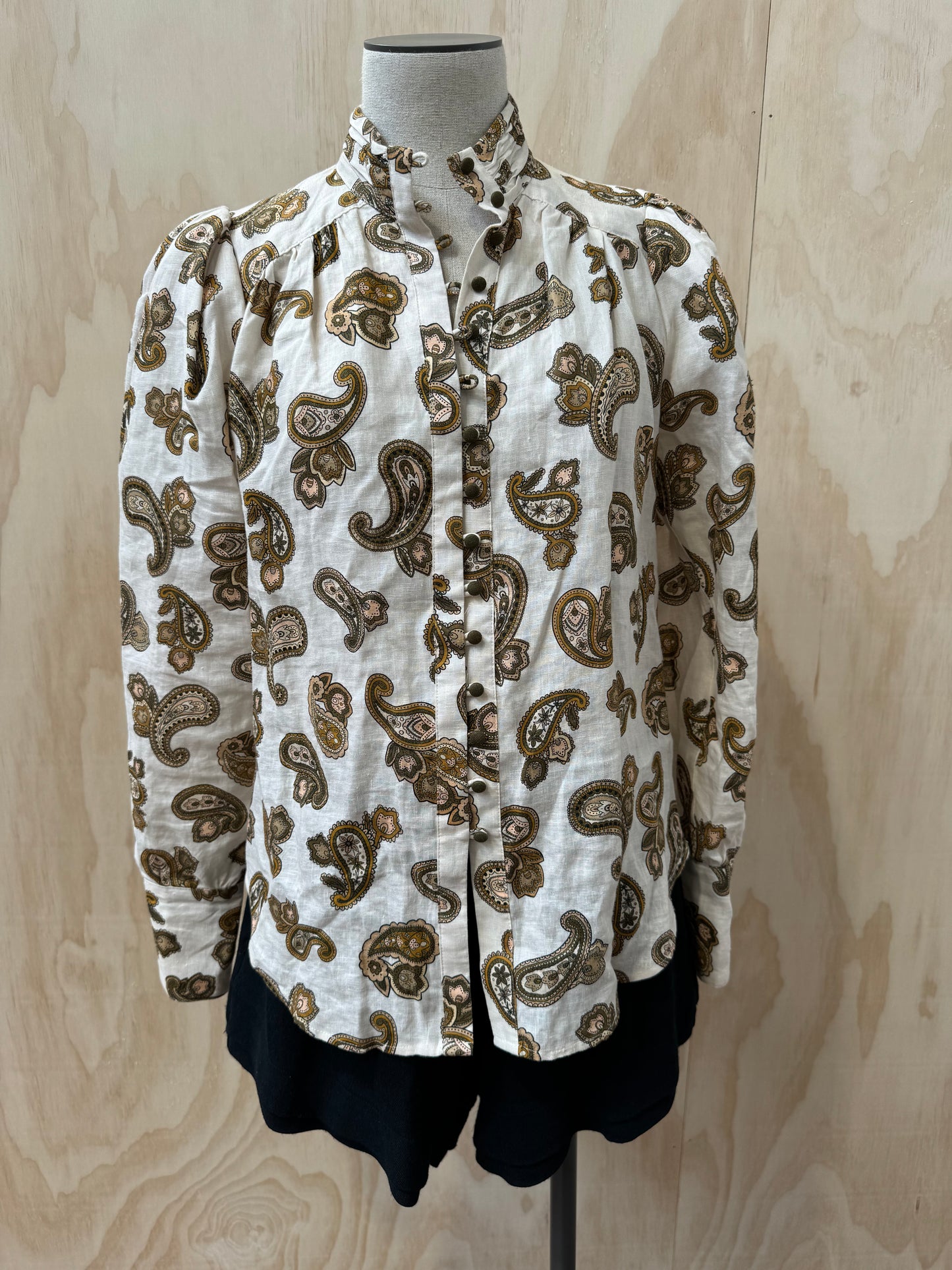 ALEMAIS PAISLEY LINEN SHIRT - SIZE 8