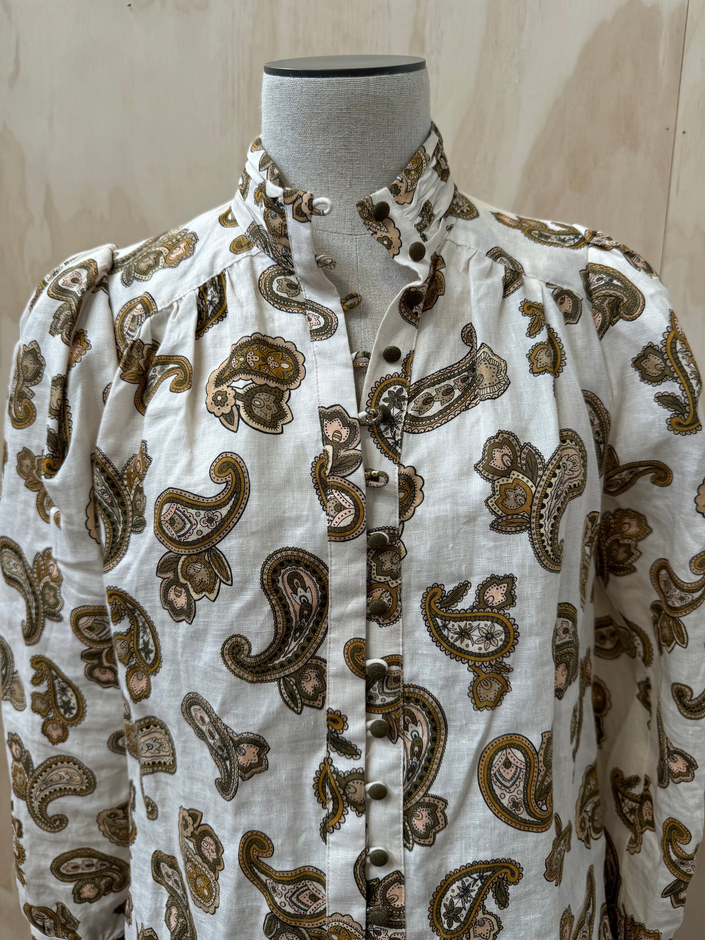 ALEMAIS PAISLEY LINEN SHIRT - SIZE 8