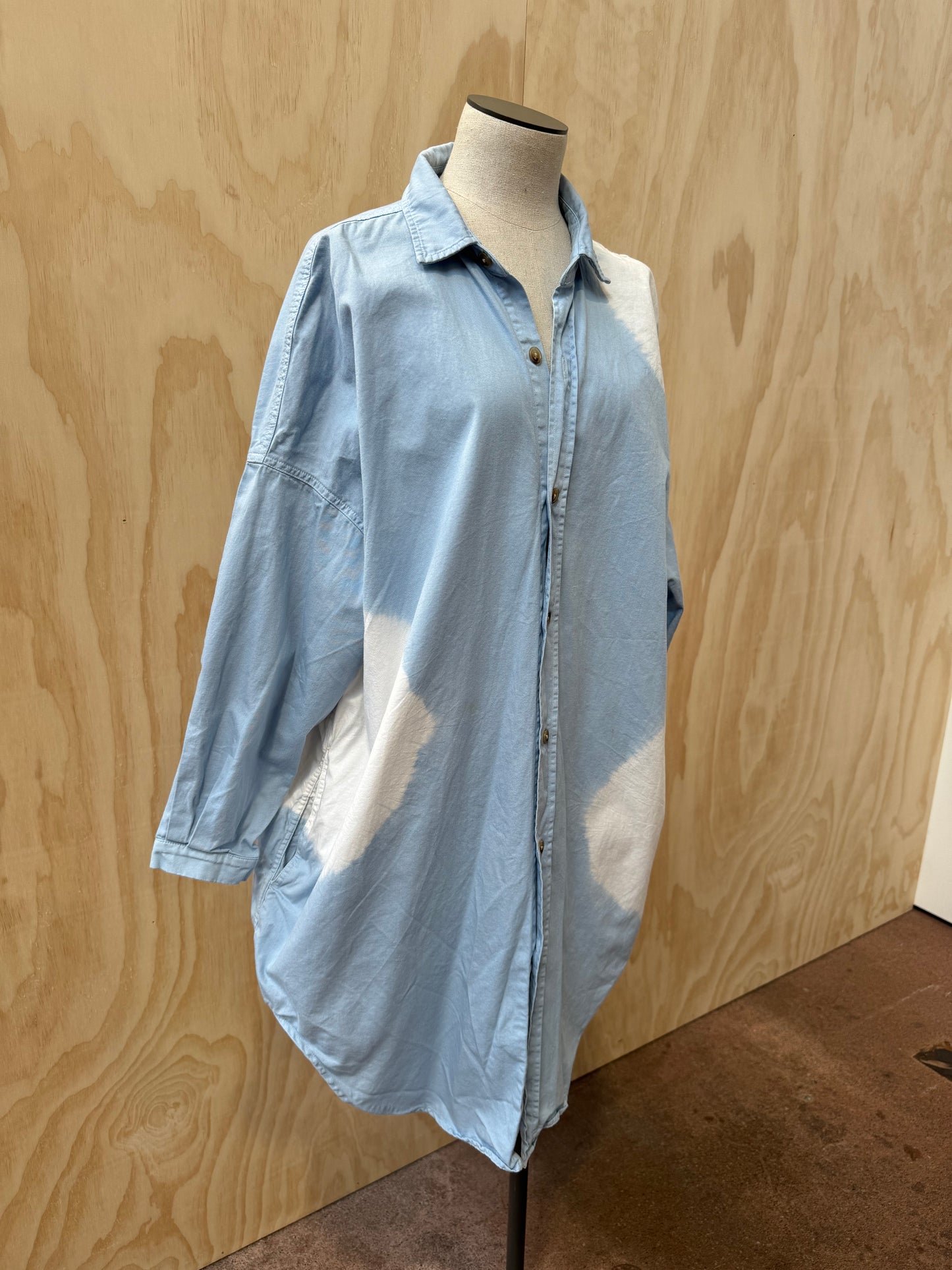 BASSIKE DIP DYED OVERSIZED SHIRT DRESS - SIZE XS