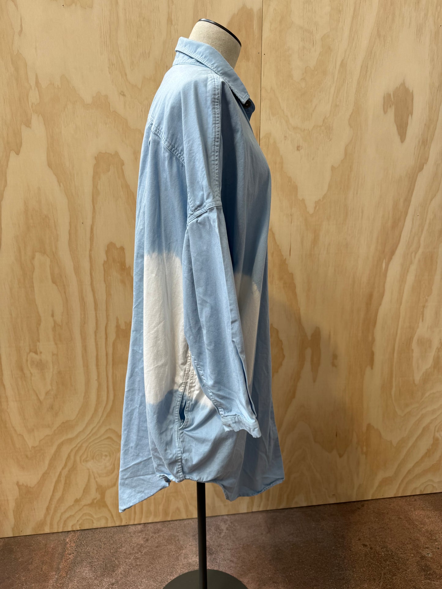 BASSIKE DIP DYED OVERSIZED SHIRT DRESS - SIZE XS