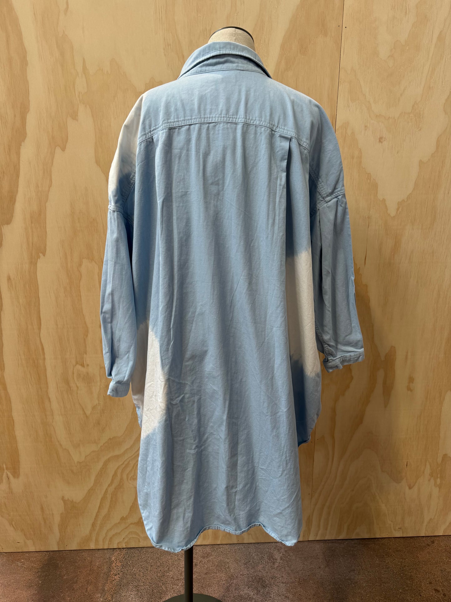 BASSIKE DIP DYED OVERSIZED SHIRT DRESS - SIZE XS