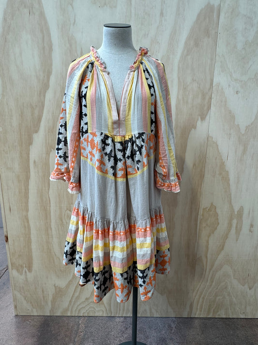 PEARL & CAVIAR ZAKAR GATHERED MINI SUNDRESS - SIZE XS