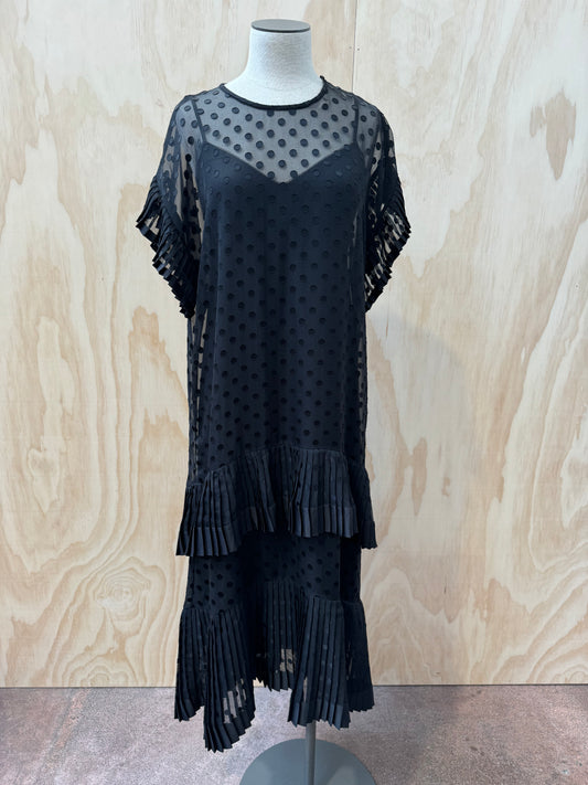 ZIMMERMANN BLACK POLKA DOT TIERED DRESS - SIZE 3