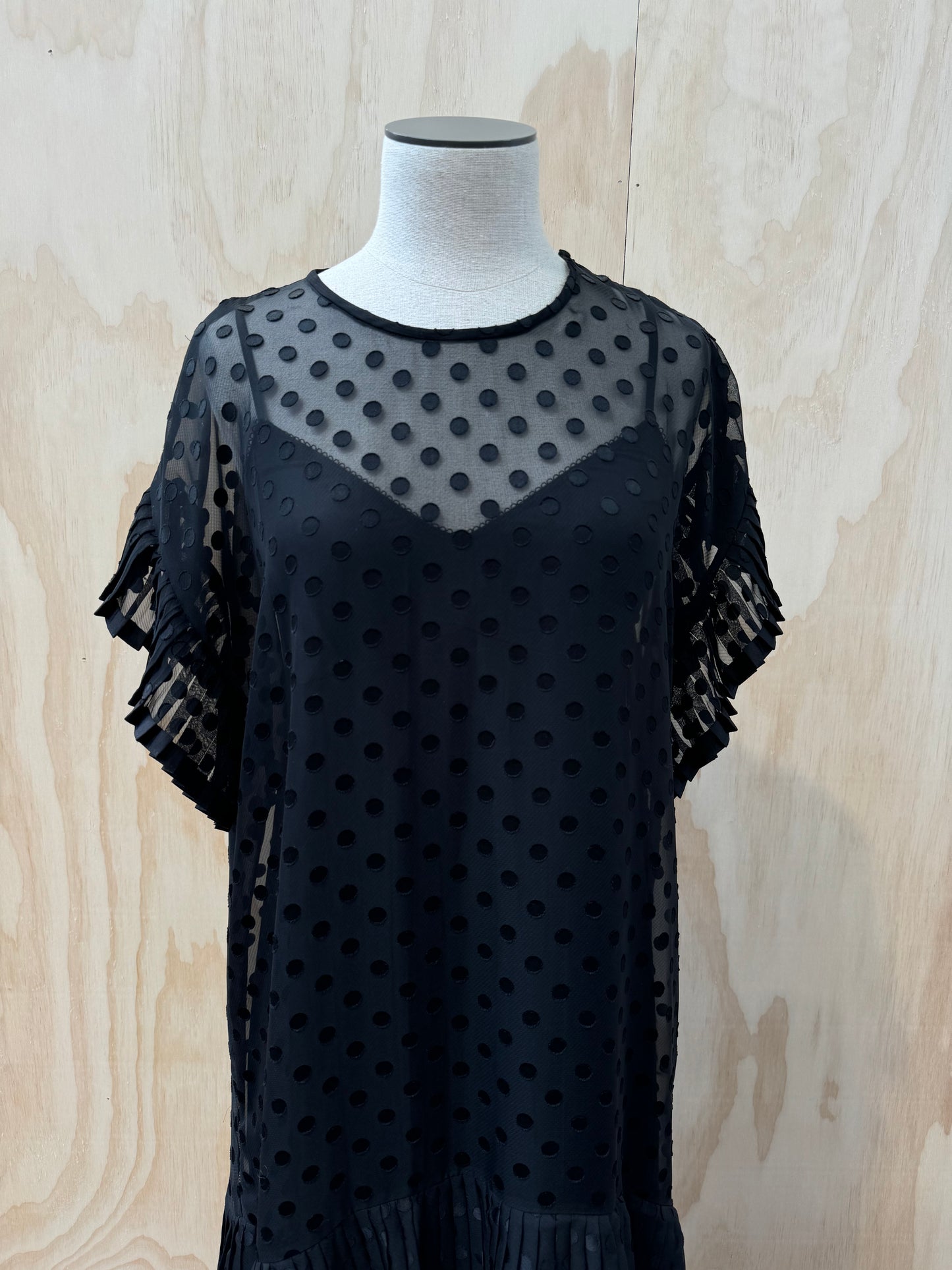 ZIMMERMANN BLACK POLKA DOT TIERED DRESS - SIZE 3