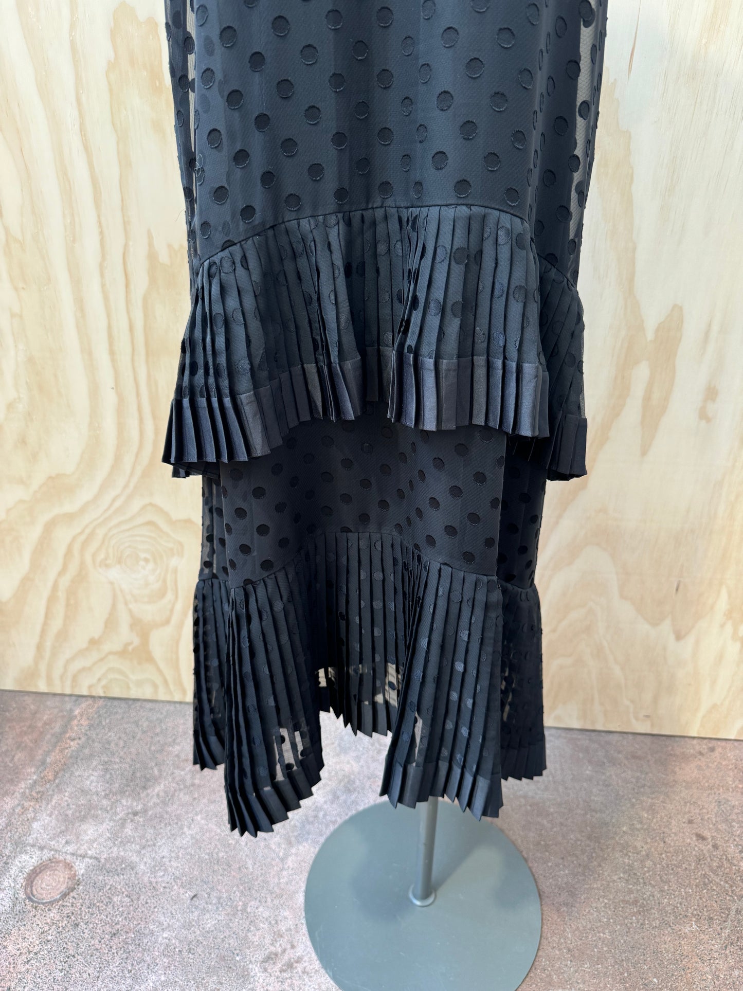 ZIMMERMANN BLACK POLKA DOT TIERED DRESS - SIZE 3