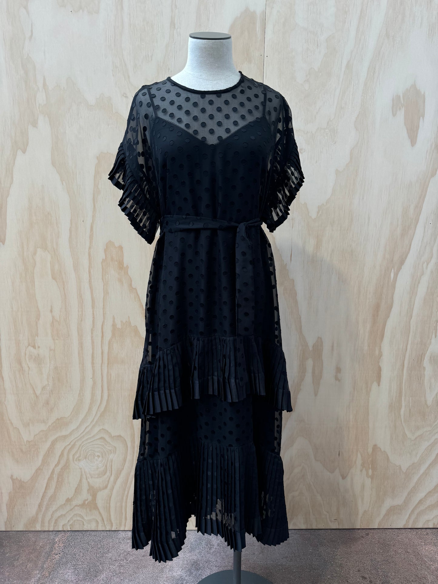 ZIMMERMANN BLACK POLKA DOT TIERED DRESS - SIZE 3