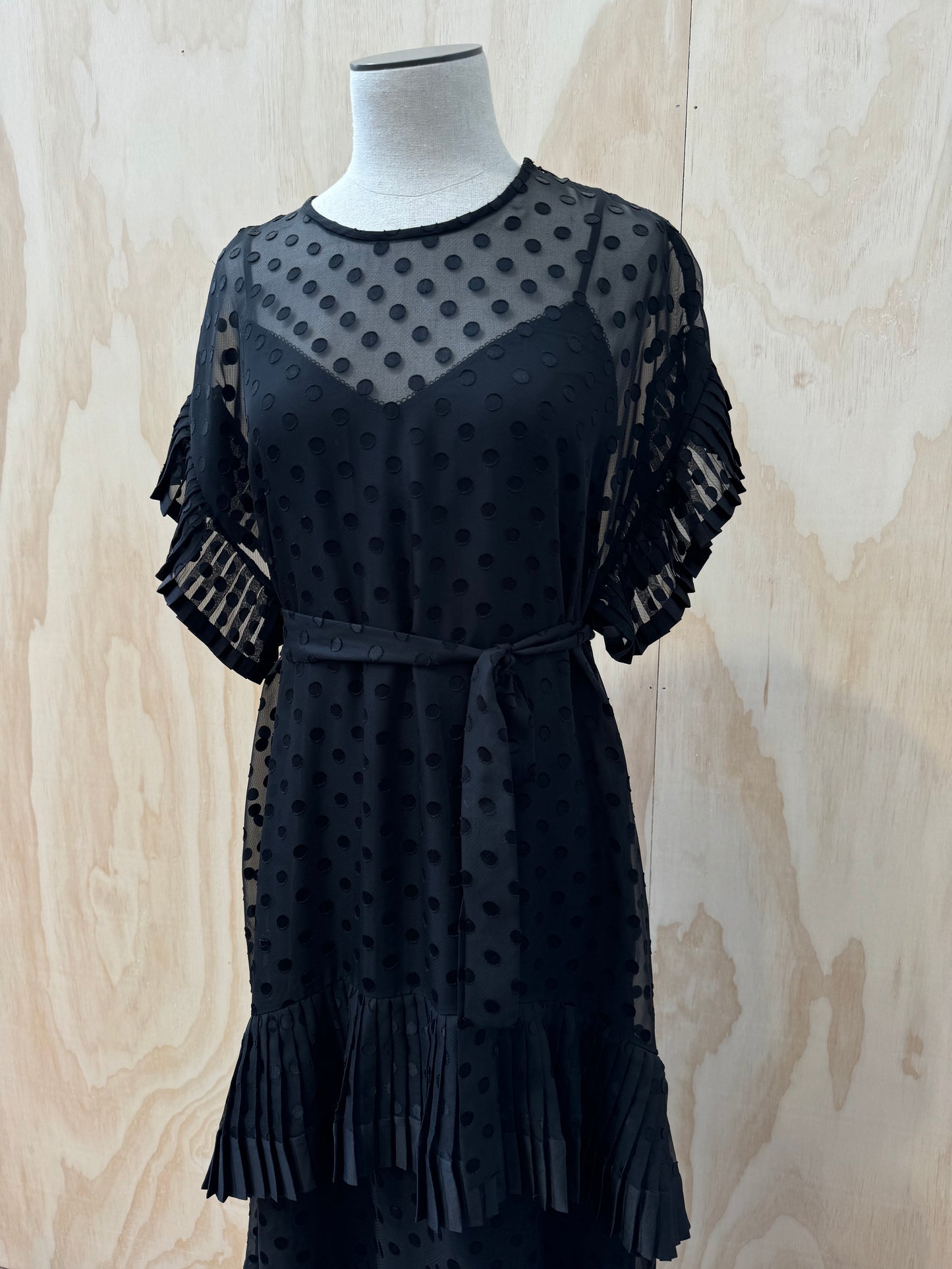 ZIMMERMANN BLACK POLKA DOT TIERED DRESS - SIZE 3