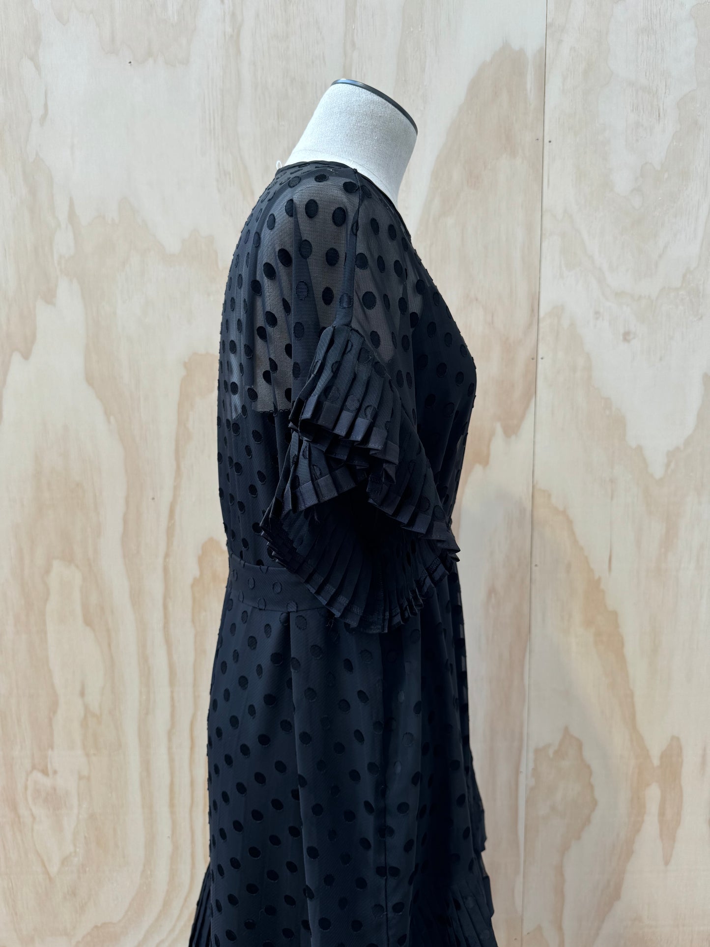 ZIMMERMANN BLACK POLKA DOT TIERED DRESS - SIZE 3