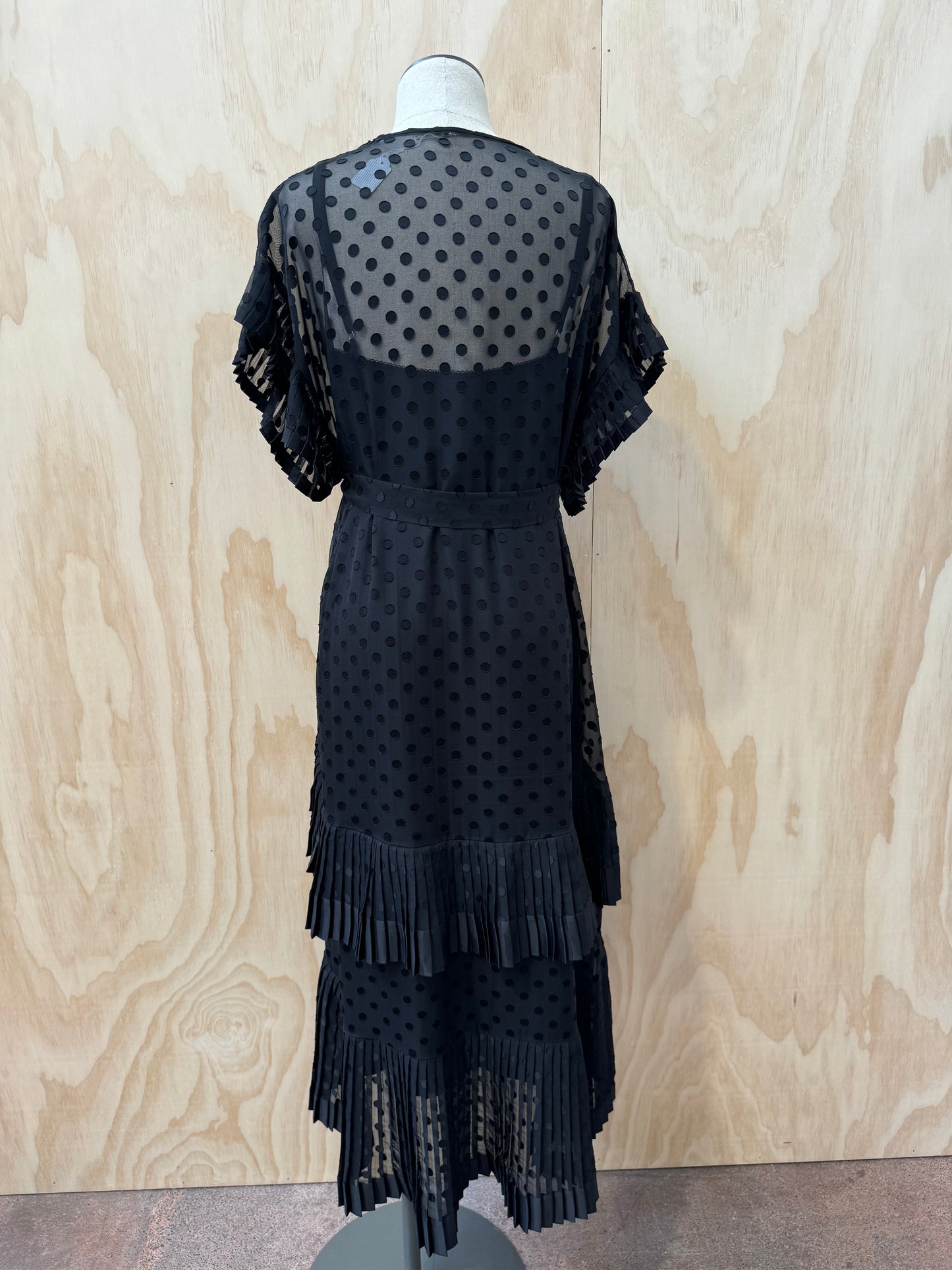 ZIMMERMANN BLACK POLKA DOT TIERED DRESS - SIZE 3