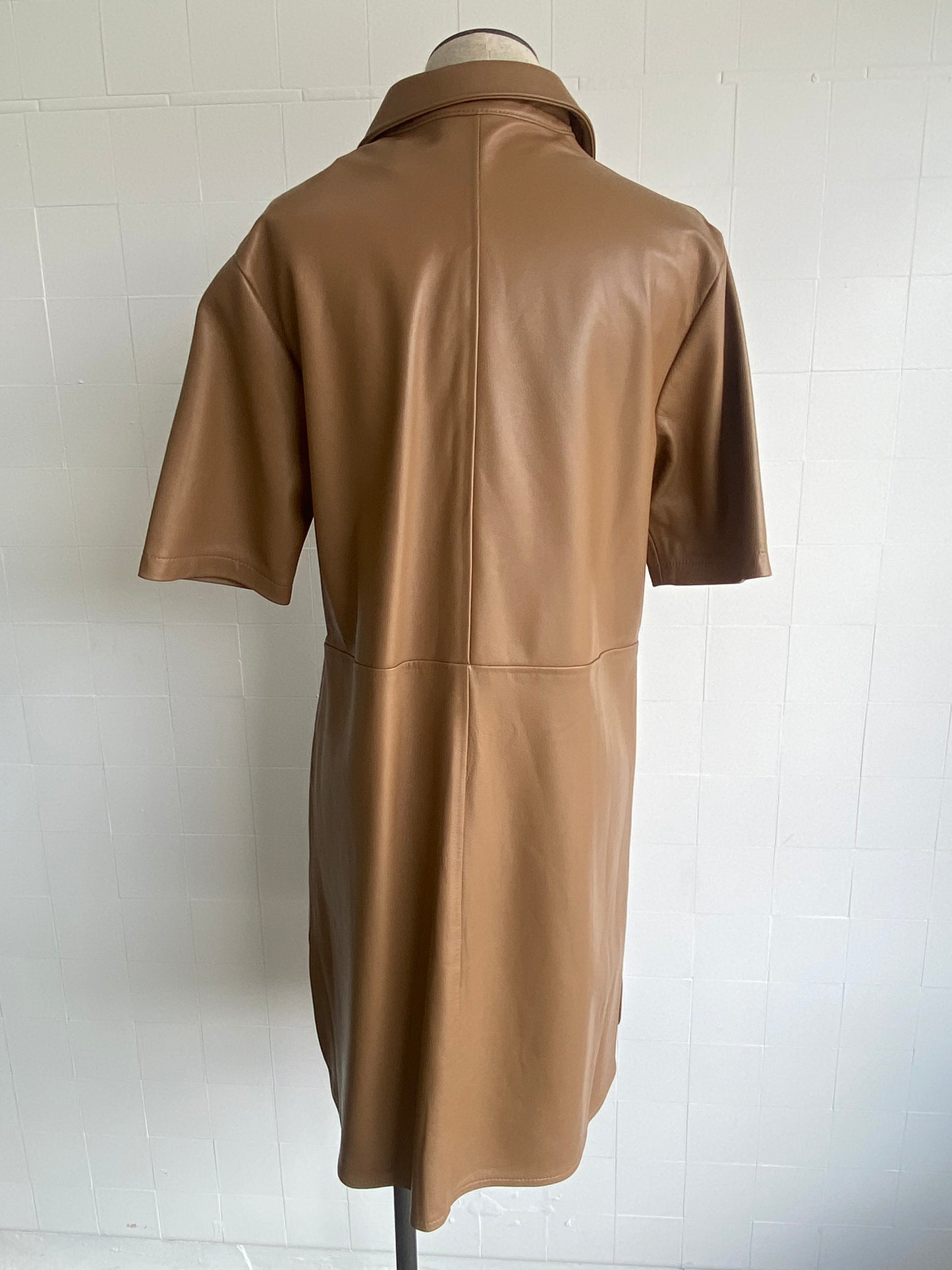 RAW BY RAW LEATHER CAMEL MAGGIE DRESS - SIZE 3 (AUS 12)