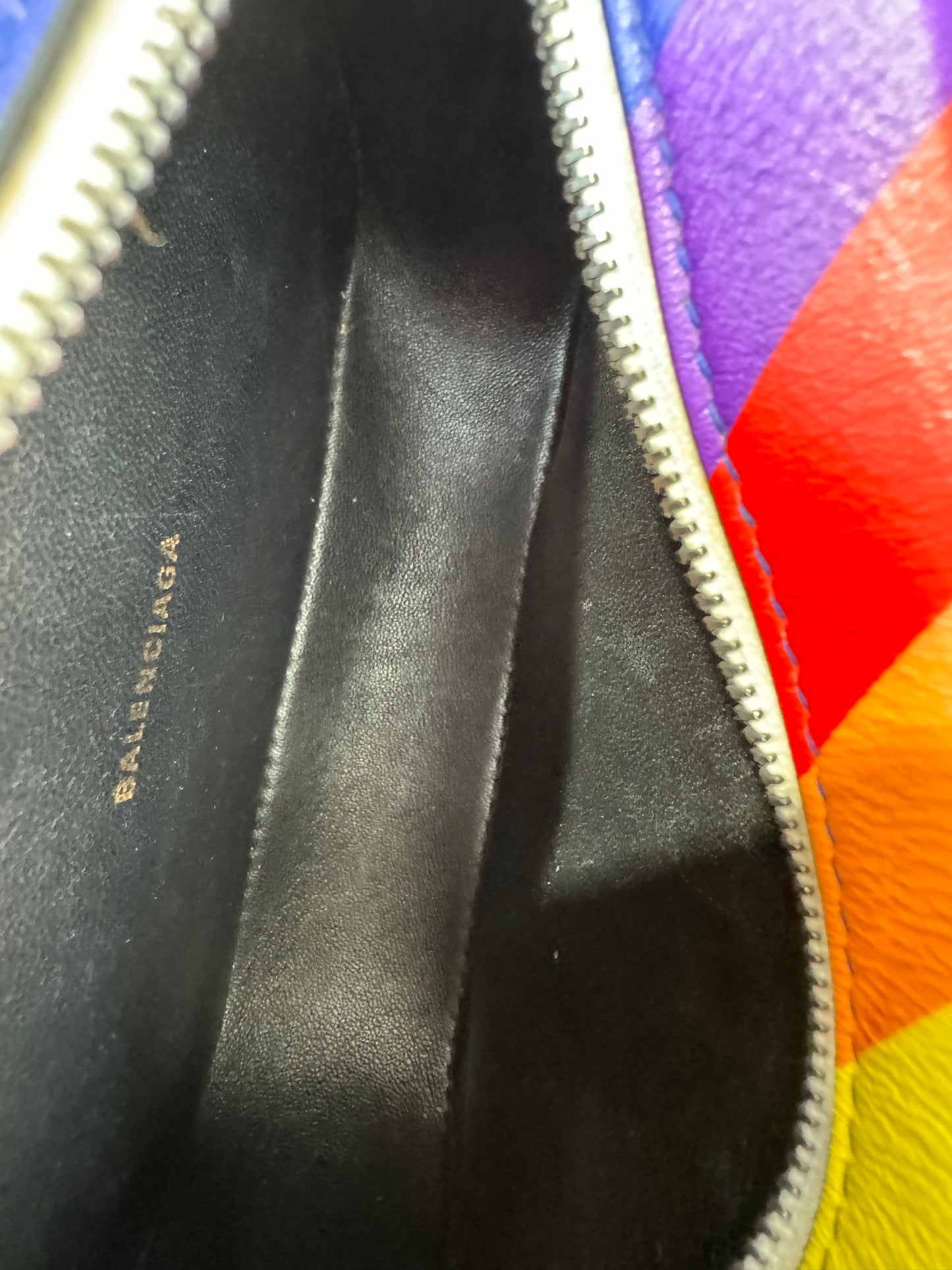 BALENCIAGA VILLE RAINBOW STRIPE CROSSBODY BAG