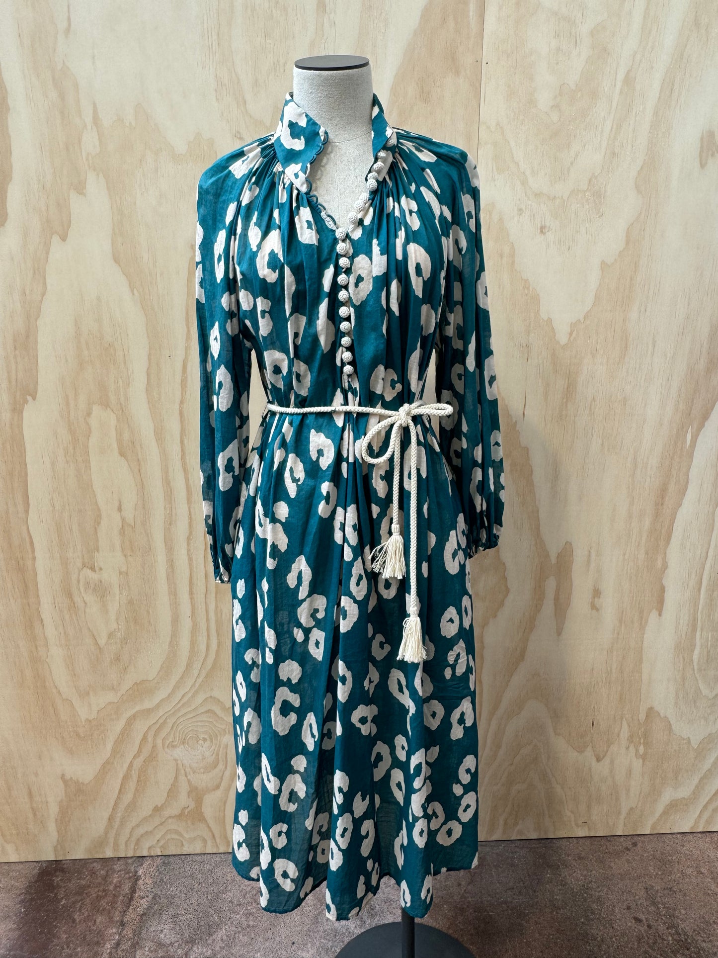 ZIMMERMANN SHELLY TEAL ANIMAL PRINT MAXI DRESS - SIZE 1