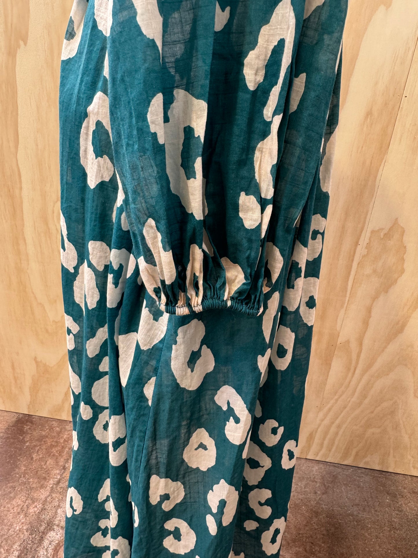 ZIMMERMANN SHELLY TEAL ANIMAL PRINT MAXI DRESS - SIZE 1