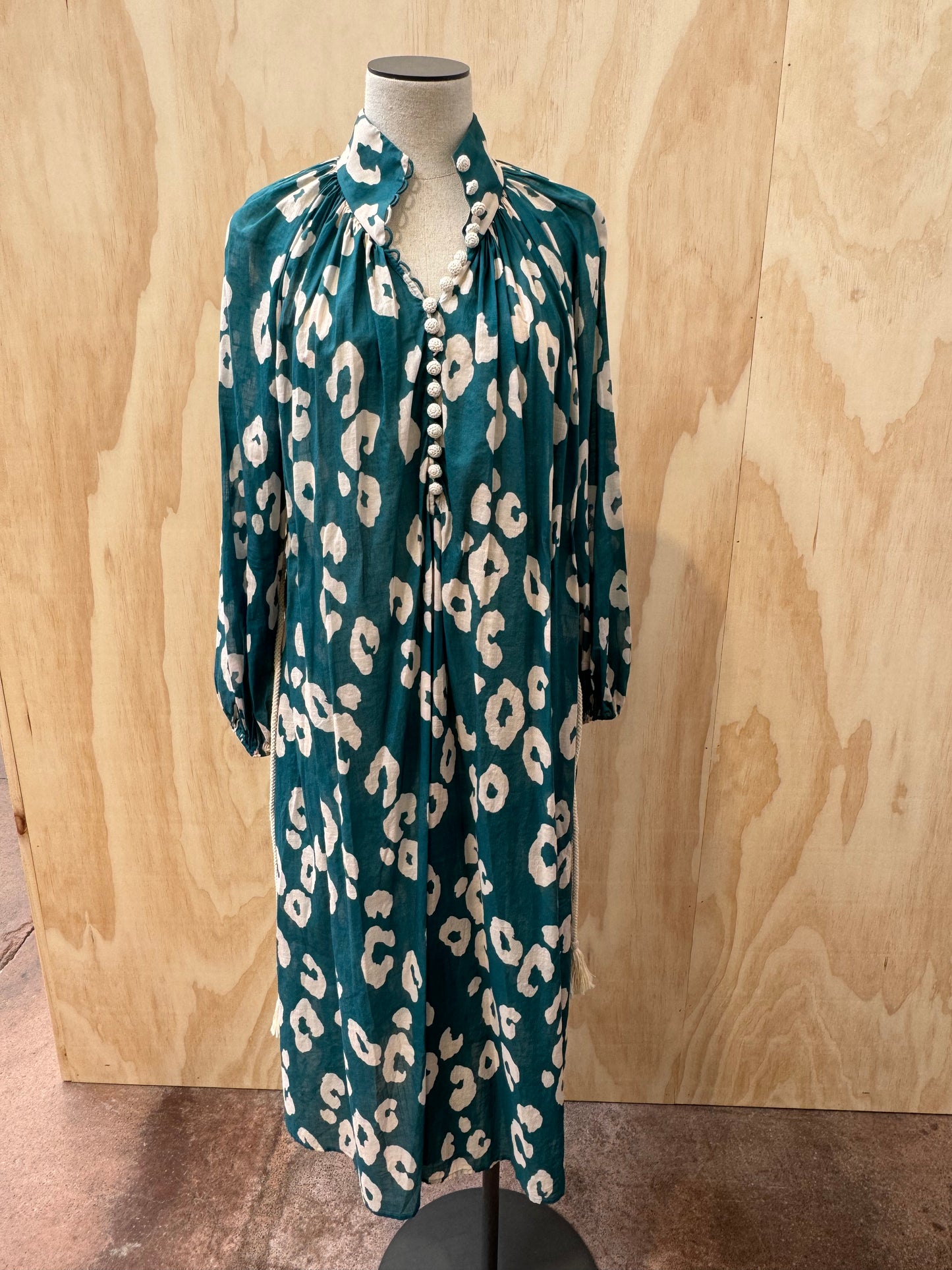 ZIMMERMANN SHELLY TEAL ANIMAL PRINT MAXI DRESS - SIZE 1