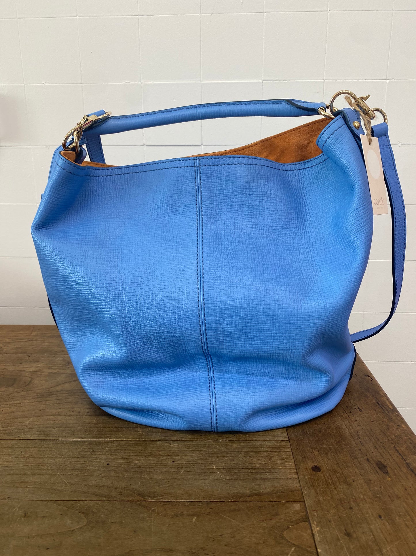 MAX MARA OCEAN BLUE LEATHER TOTE