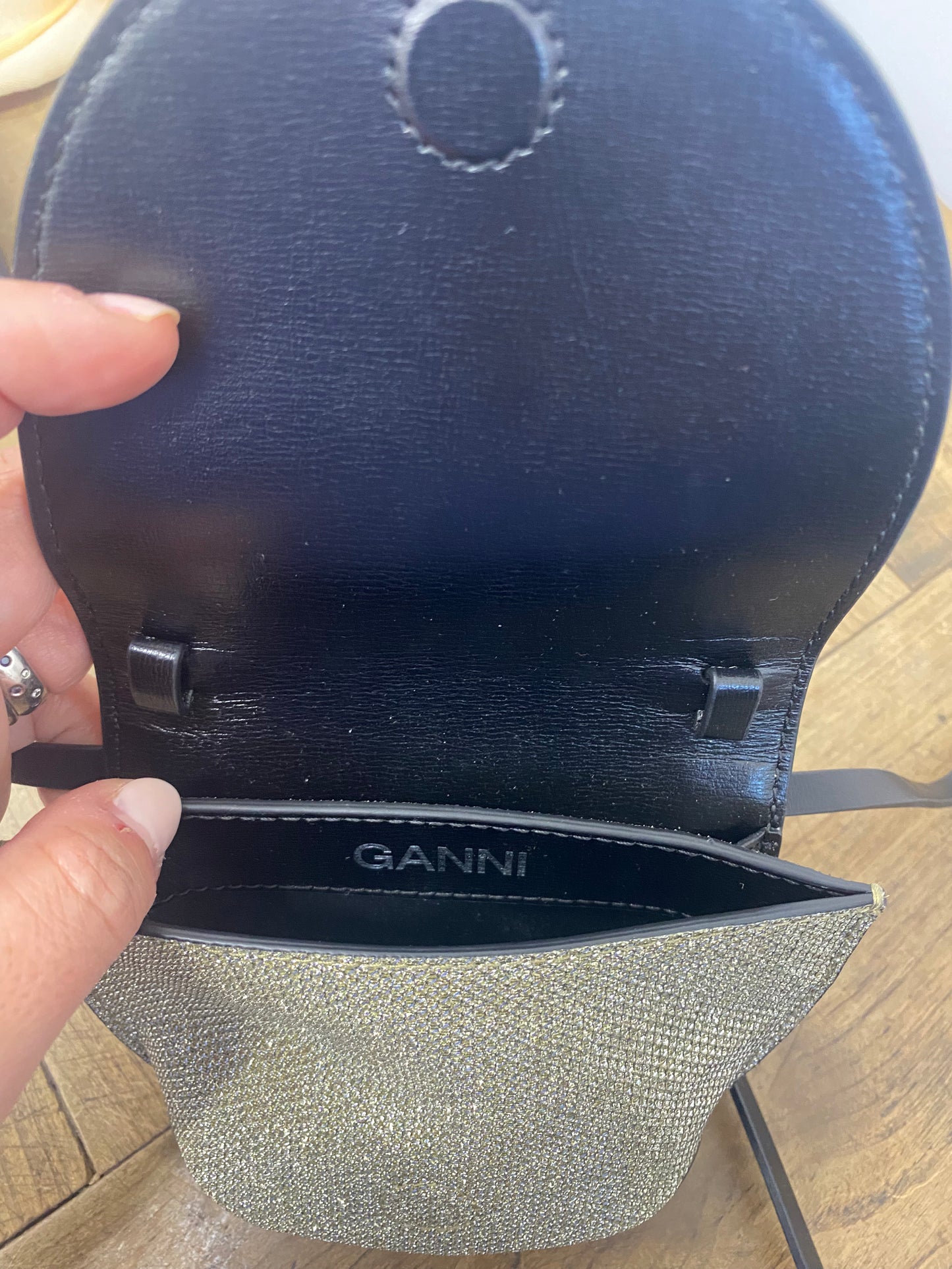 GANNI METALLIC LAMÉ SHOULDER BAG