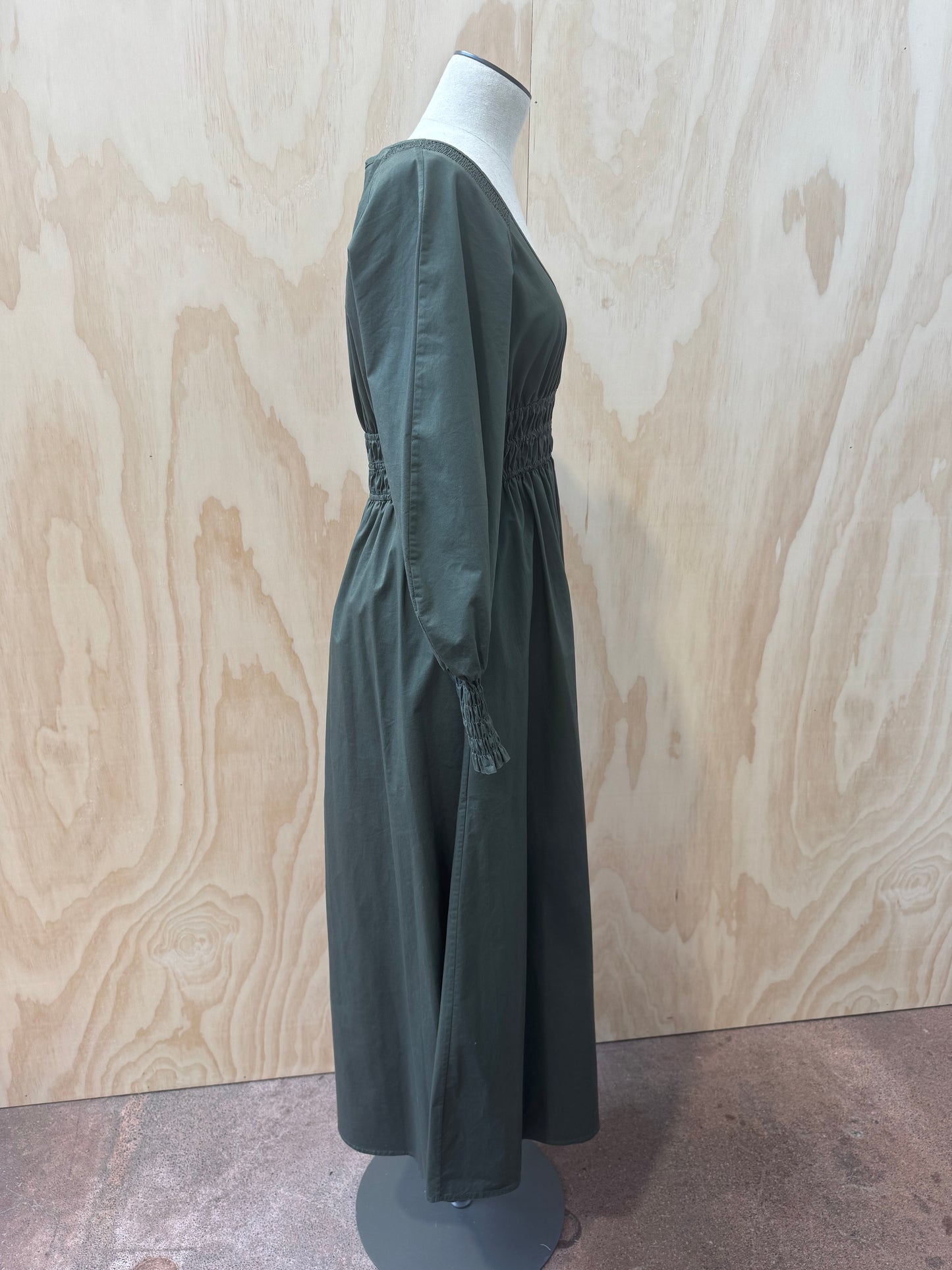 KINNEY PRESLEY OLIVE MAXI DRESS - SIZE XS