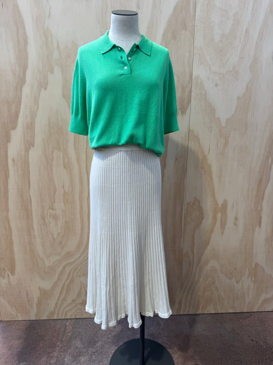 ANNA QUAN CREAM RIBBED SKIRT - SIZE 8