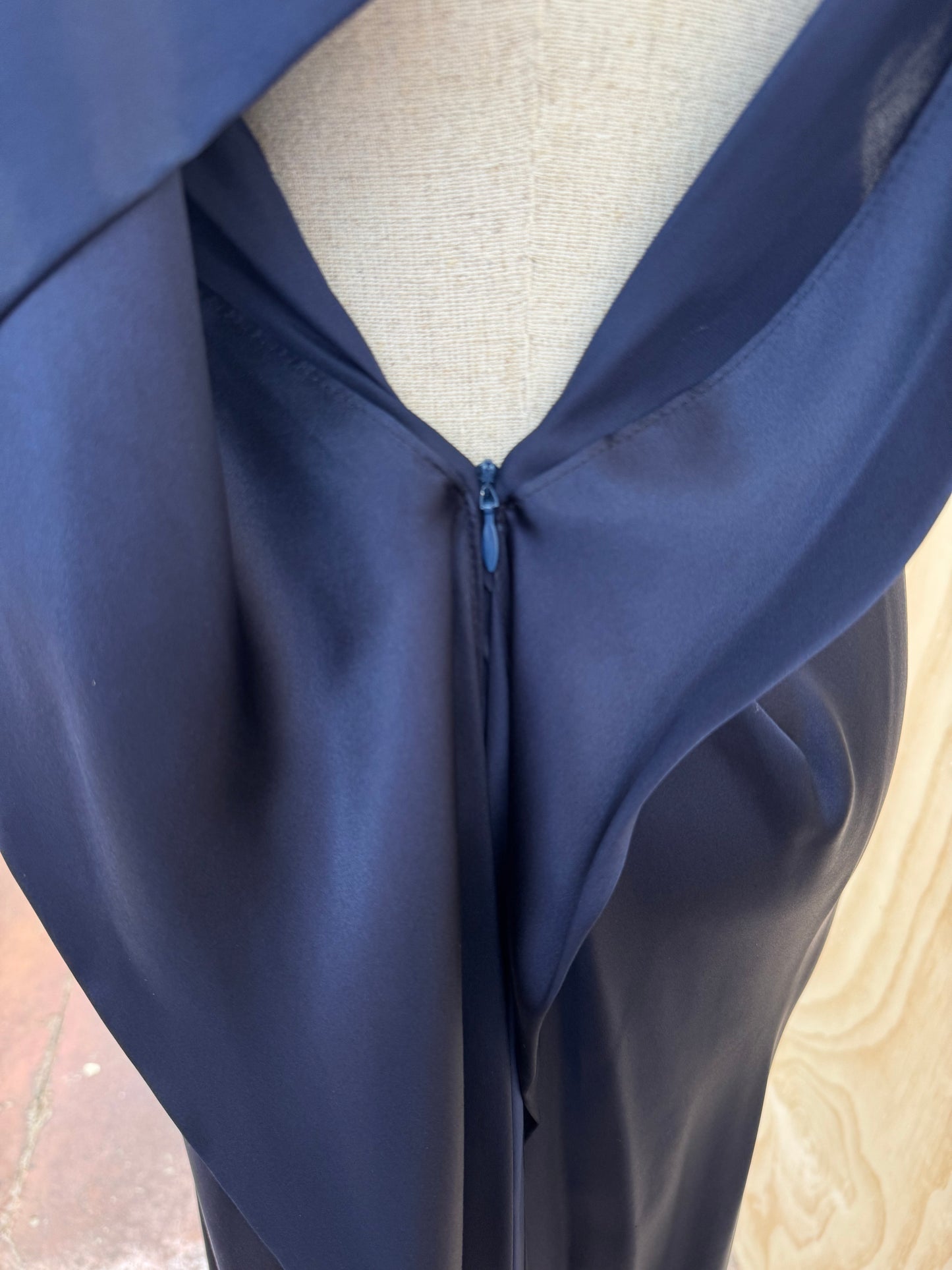 CARLA ZAMPATTI SILK NAVY GOWN - SIZE 10