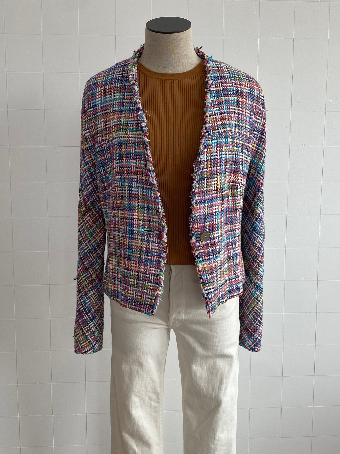 RAINI RAINBOW TWEED CROPPED BLAZER - SIZE 10