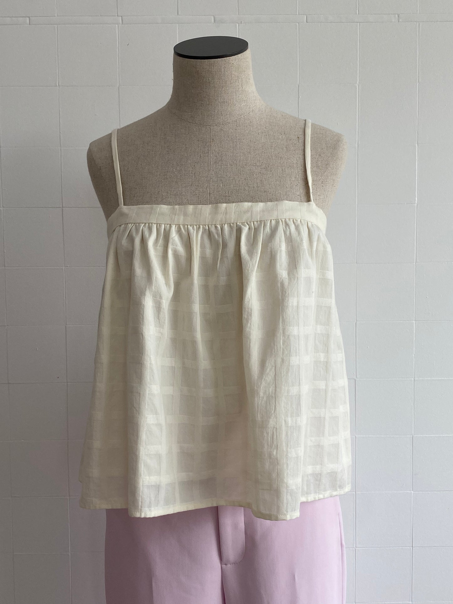 VENROY CREAM BABYDOLL CROPPED TOP - SIZE S