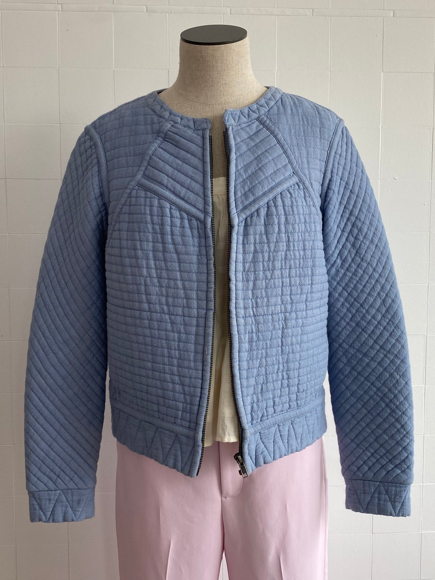 YAYA WOMAN CHAMBRAY QUILTED BOMBER - SIZE 40 (10)