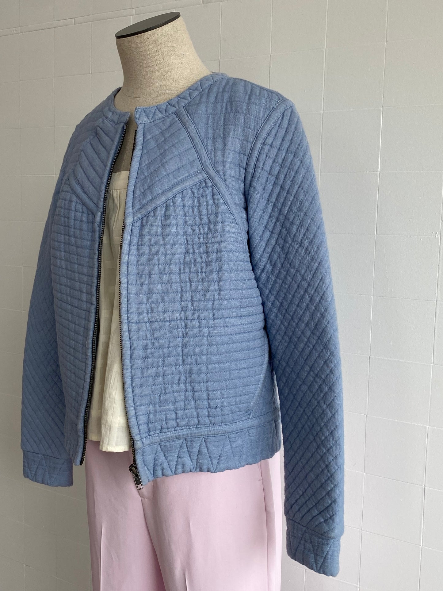 YAYA WOMAN CHAMBRAY QUILTED BOMBER - SIZE 40 (10)