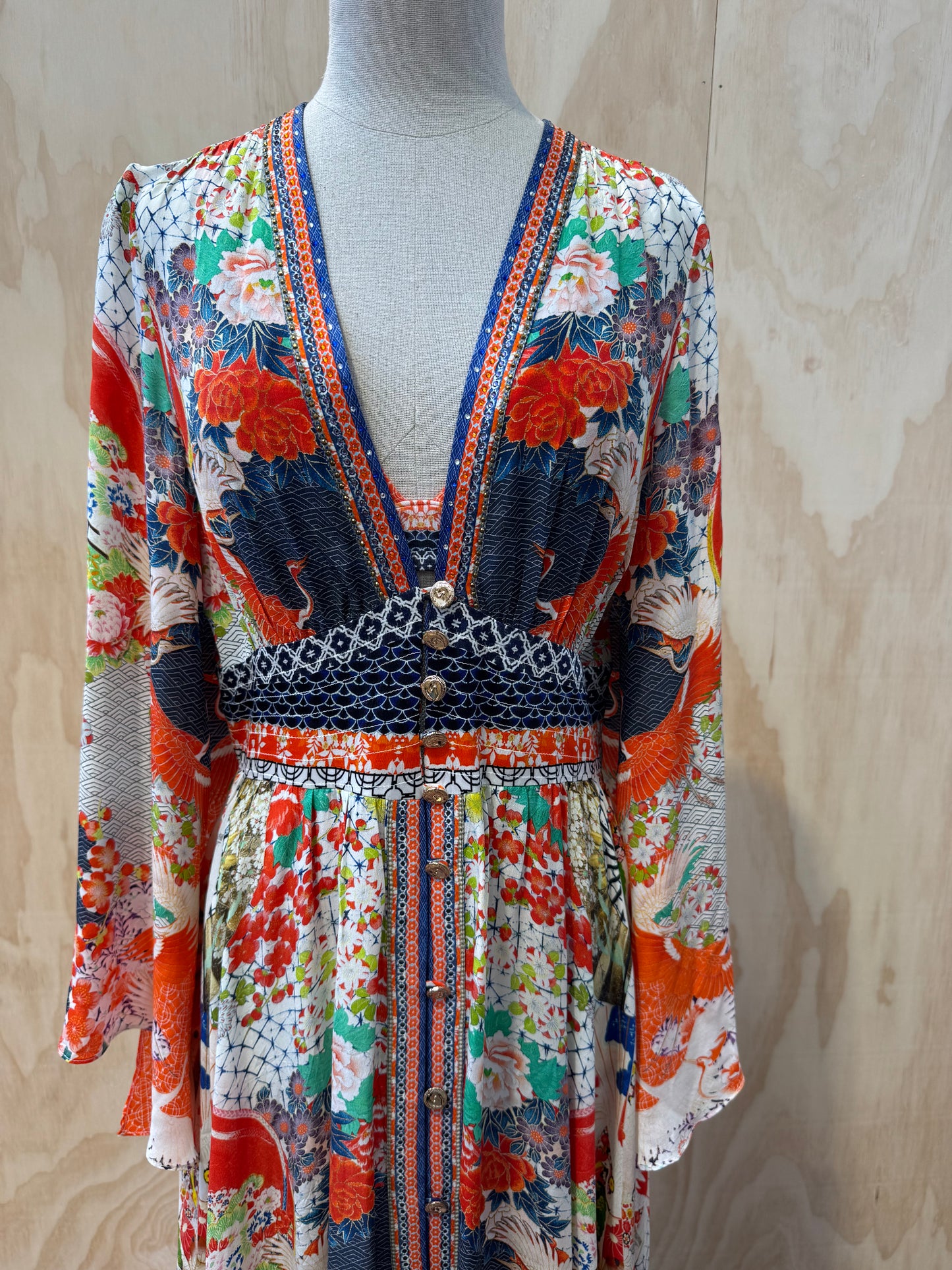 CAMILLA GEISHA GIRL KIMONO SLEEVE DRESS - SIZE M