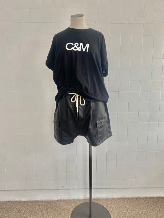 CAMILLA AND MARC BLACK LOGO TEE - SIZE 12