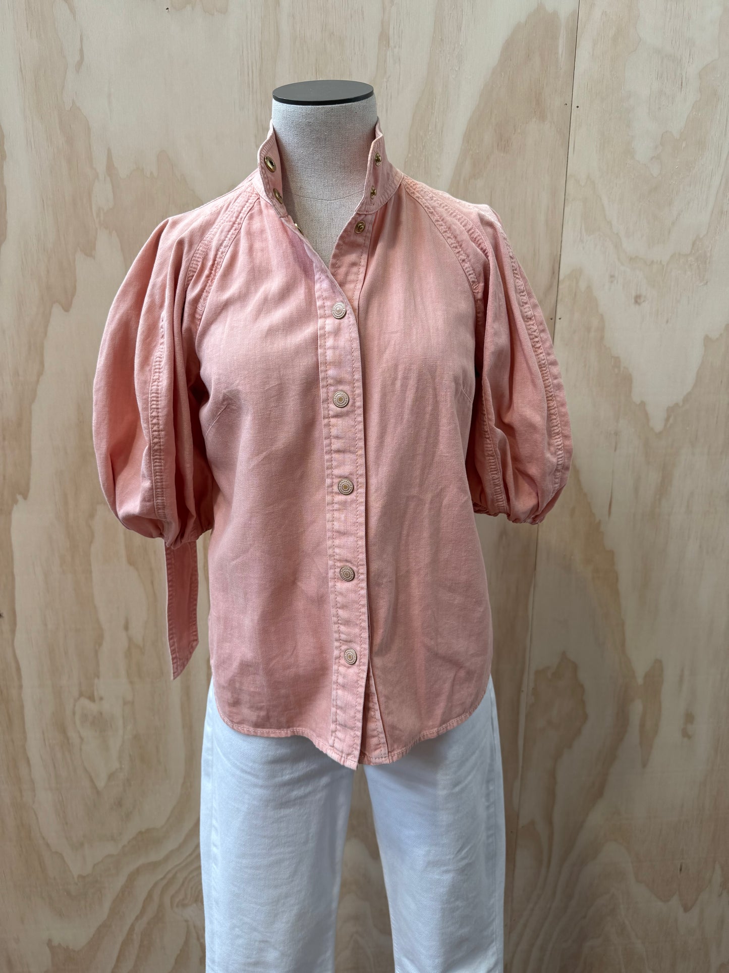 ZIMMERMANN GINGER LANTERN PUFFF SLEEVE SHIRT - SIZE 0